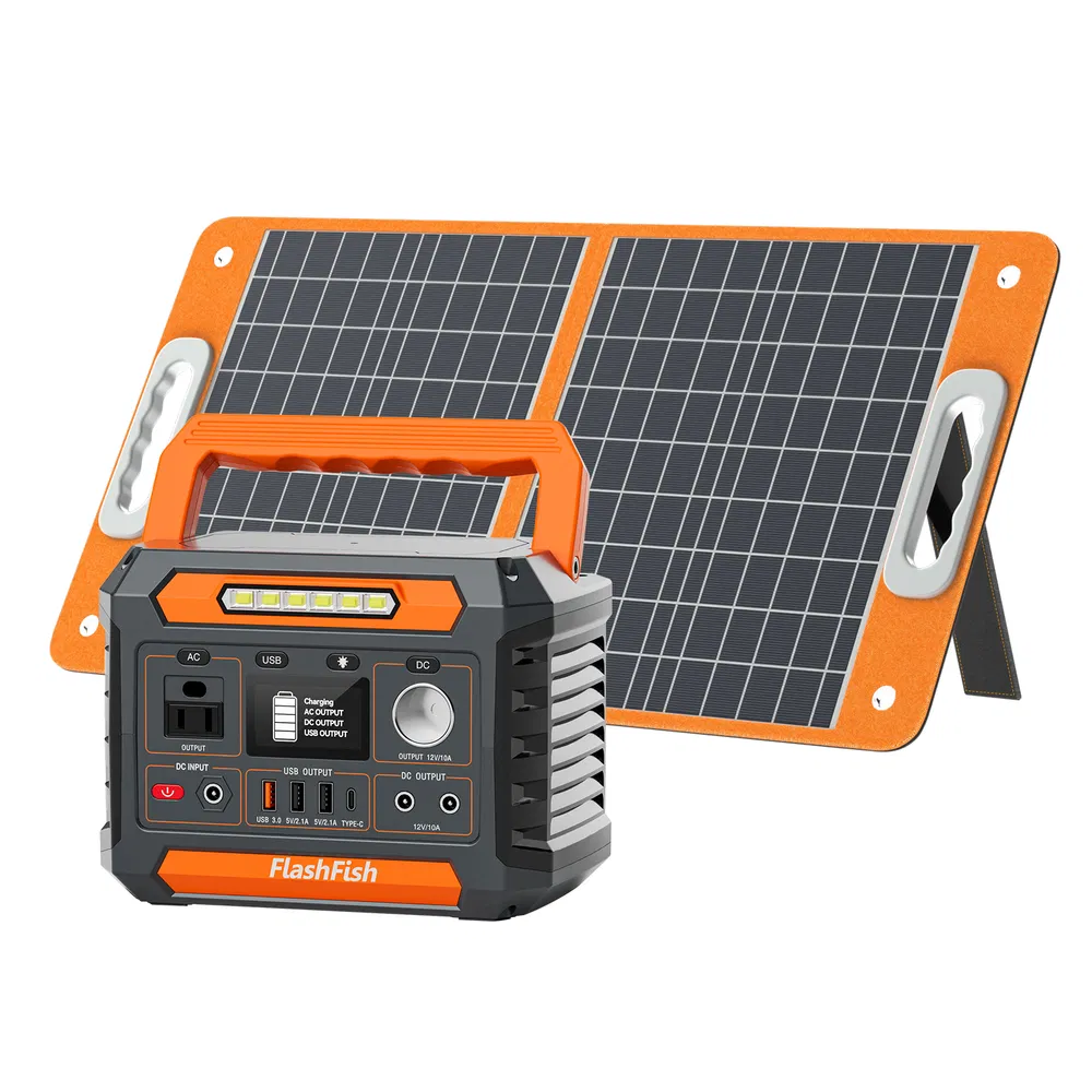 Portable Power Station 300W&Foldable Solar Panel, Li-Ion Battery Bank With AC/USB/DC Outputs, 230.88Wh Solar Generator For Camping with18V/60W Portable Solar Charger ,Home Emergencies & Outdoor Trips photo 2