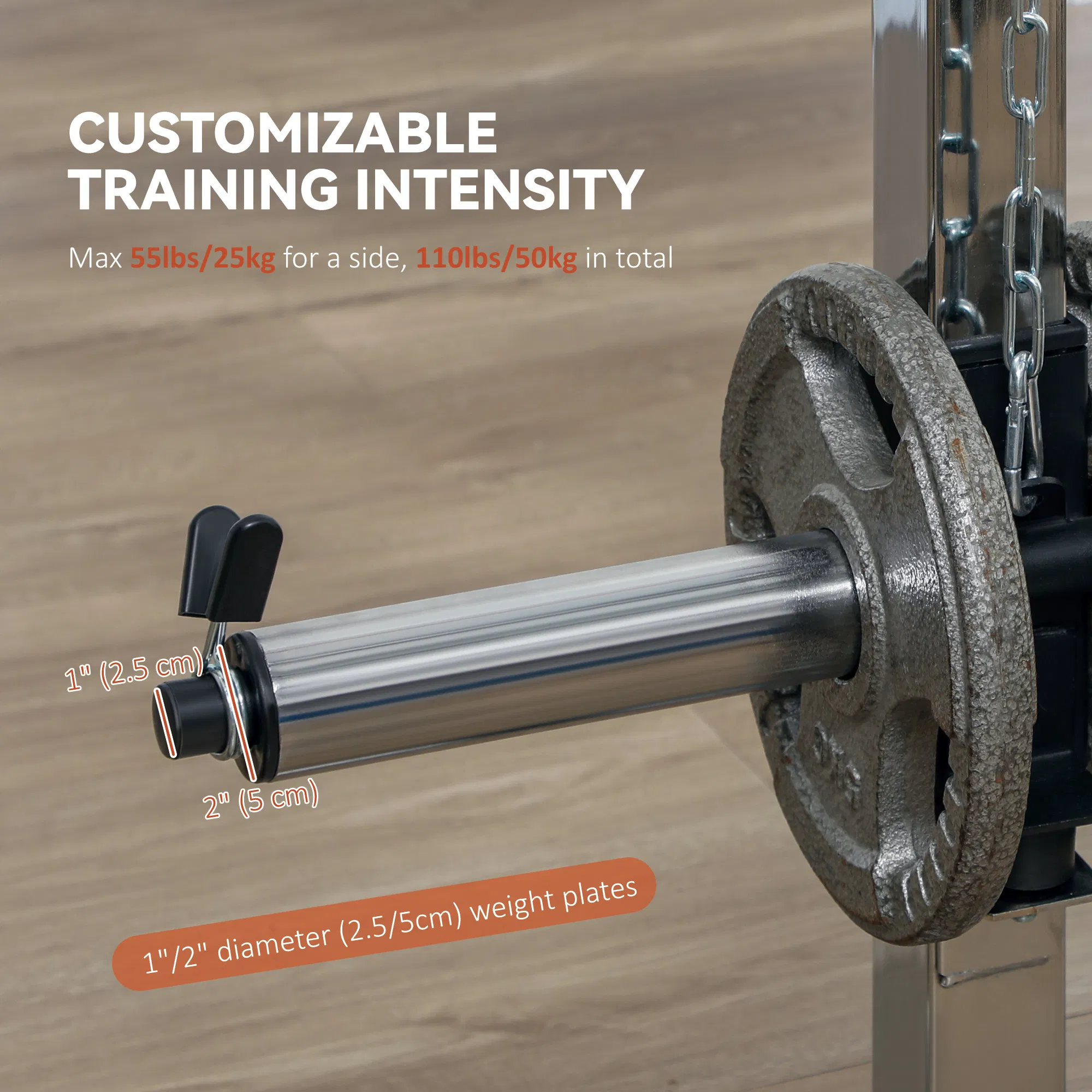 3 In 1 Smith Machine Power Rack with Cable Crossover System, Pull up Station, 16-Level Squat Rack and Barbell Bar photo 3