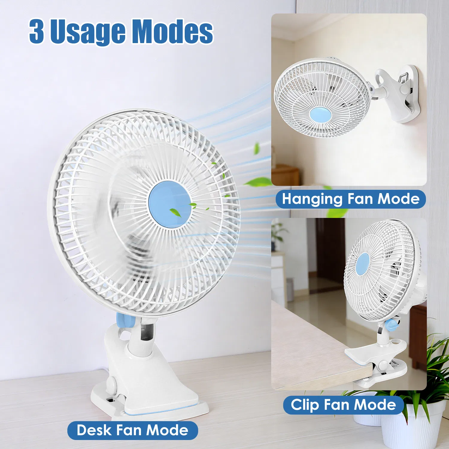 Versatile Clip on Fan, 90° Oscillating 2 Adjustable Wind Speeds Quiet Fan, for Home Office Bedroom Outdoor Use,Clip on Fan with 2 Speed Settings for Home Office Outdoor photo 4