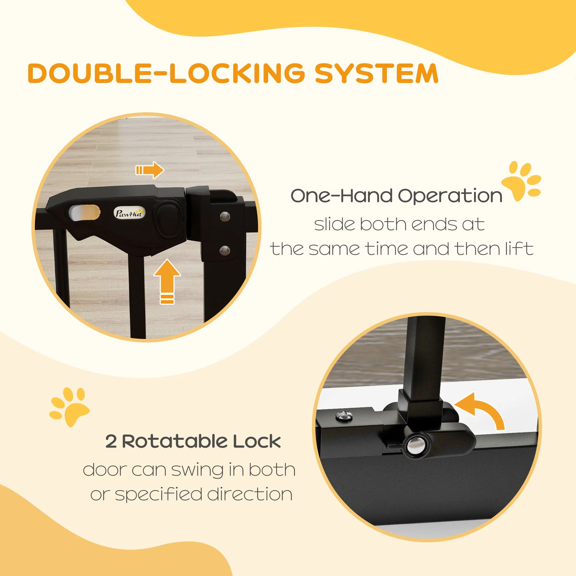 30 Inch Tall Pet Gate with Door Dog Gate and Barrier Indoor for Stairs, Pressure-Mounted Safety Gate, Black photo 7