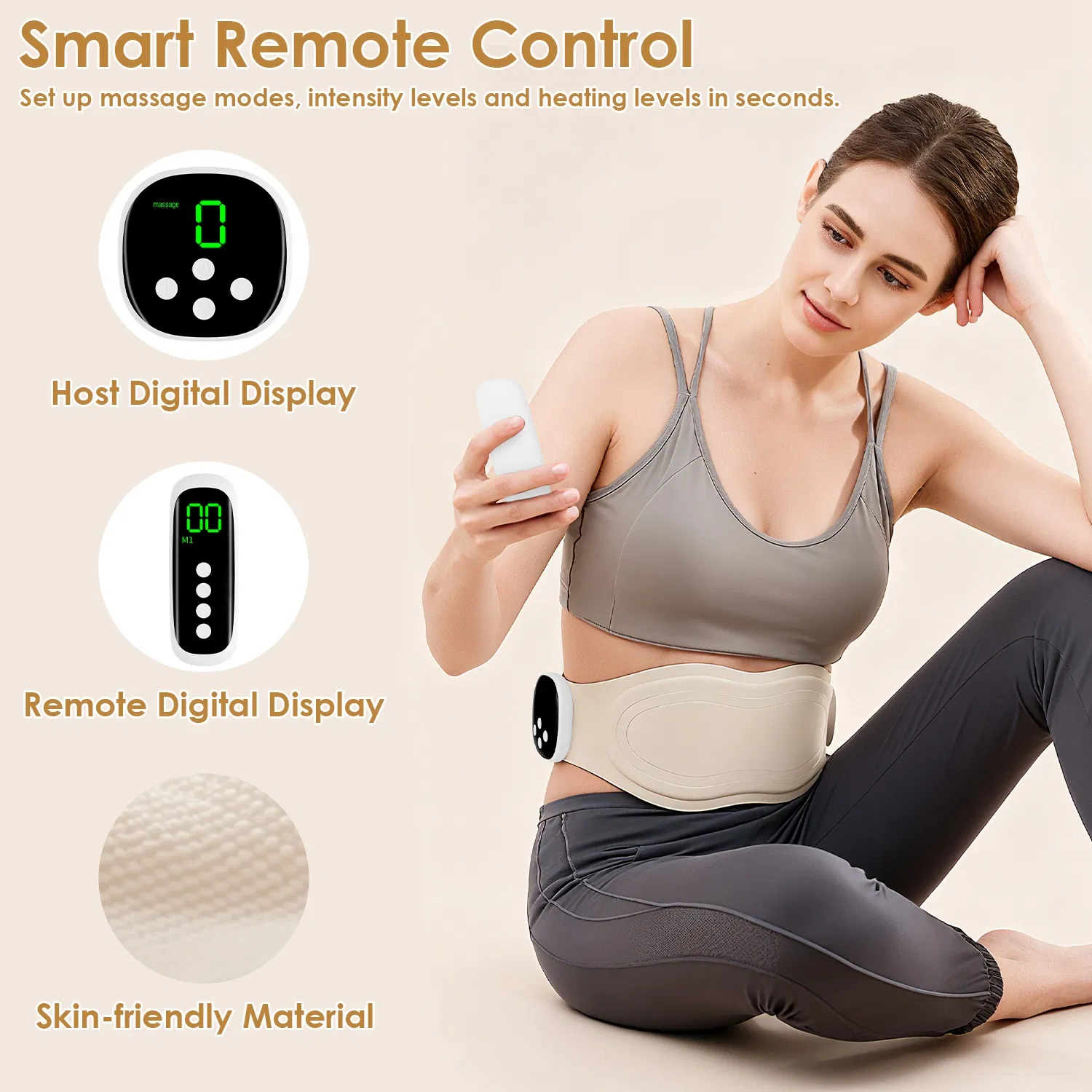 Portable Cordless EMS Heating Pad Massager 8 Customizable Modes,19 Intensity Levels,3 Heating Settings,Magnetic Detachable Host,Perfect Gift for Back Pain,Period Cramps,Post Workout Recovery photo 4
