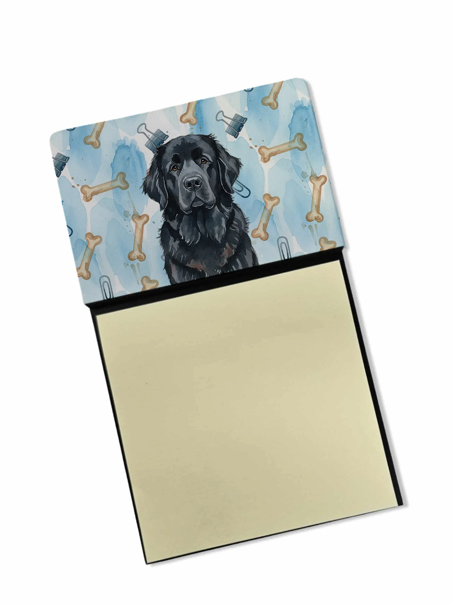 Black Newfoundland Coworker Watercolor Sticky Note Holder Refillable Dispenser Desk Accessory 3x3 Pad Gift photo 1