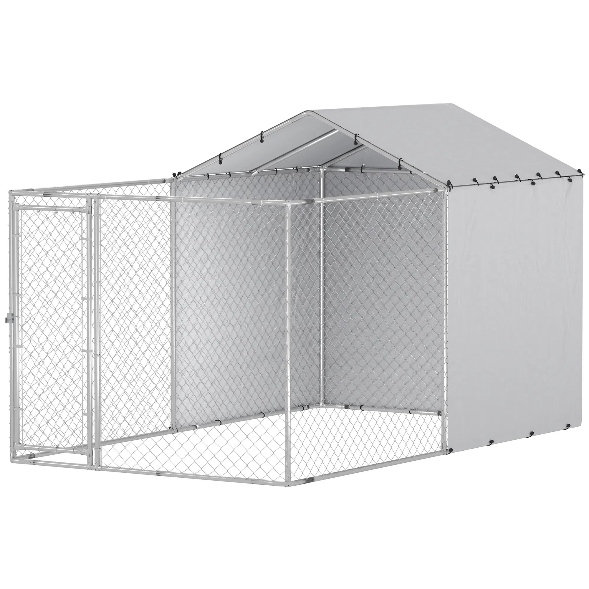 Galvanized Steel Dog Kennel Outdoor with Waterproof & UV-Resistant Cover for Large Dogs, 13.1' x 7.5' x 7.5' photo 1