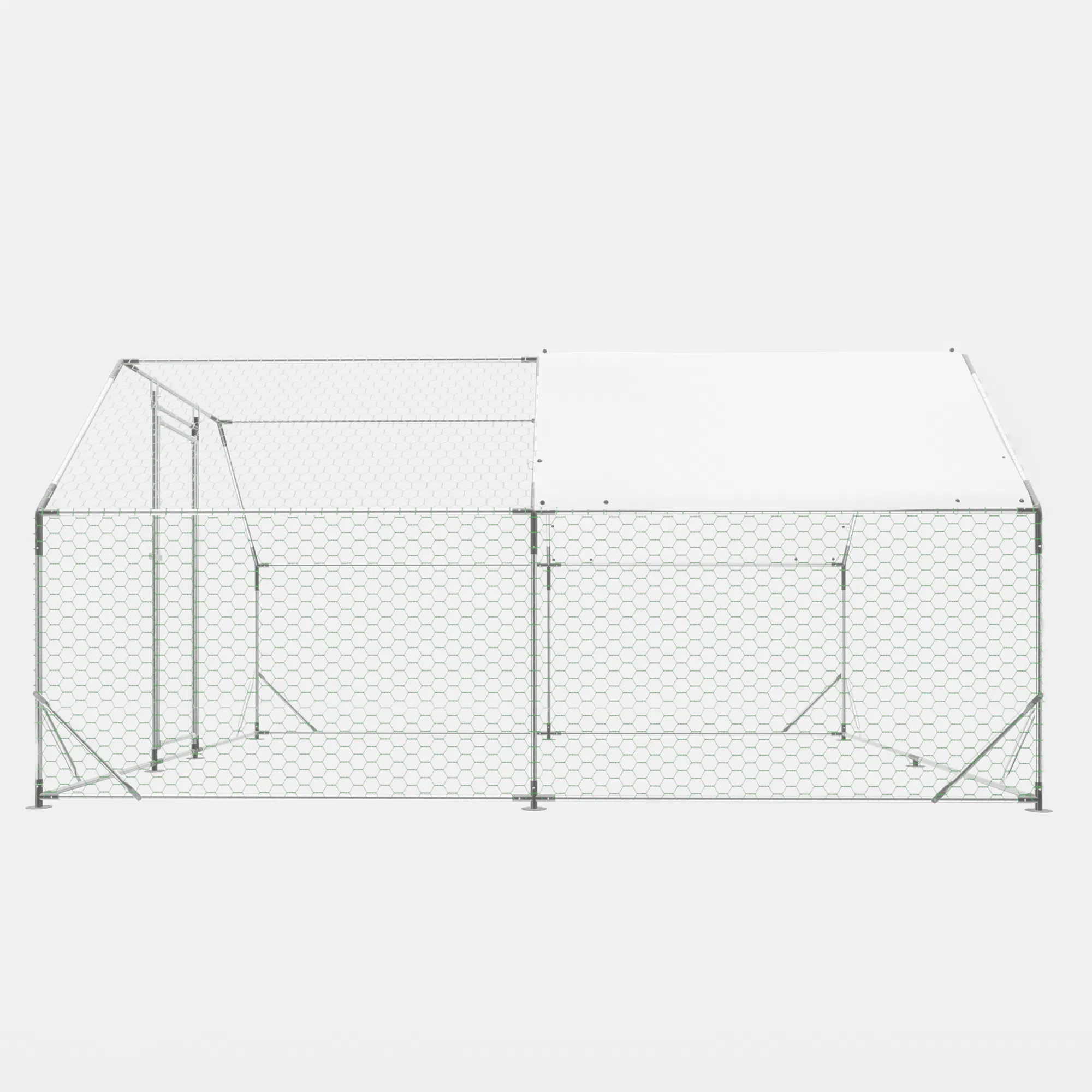 10 ft. x 13 ft. Galvanized Large Metal Walk in Chicken Coop Cage Farm Poultry Run Hutch Hen House photo 3