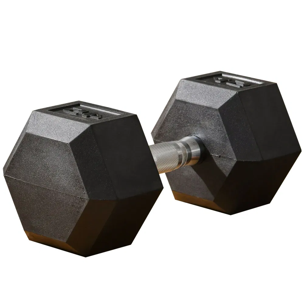 45lbs Rubber Hex Dumbbells Weight Dumbbell Hand Weight Barbell for Body Fitness Training for Home Office Gym, Black photo 7