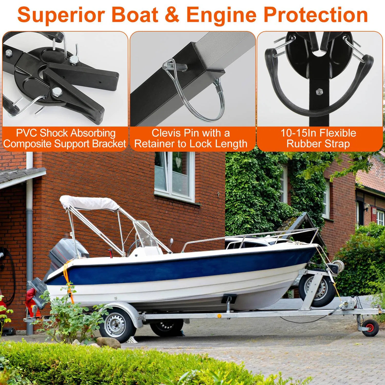 28-40In Adjustable Boat Transom Saver Transom Protector for Outboard Motor Shock Absorbing Boat Motor Support for Securing Engines Rollers Trailer Mounts photo 7