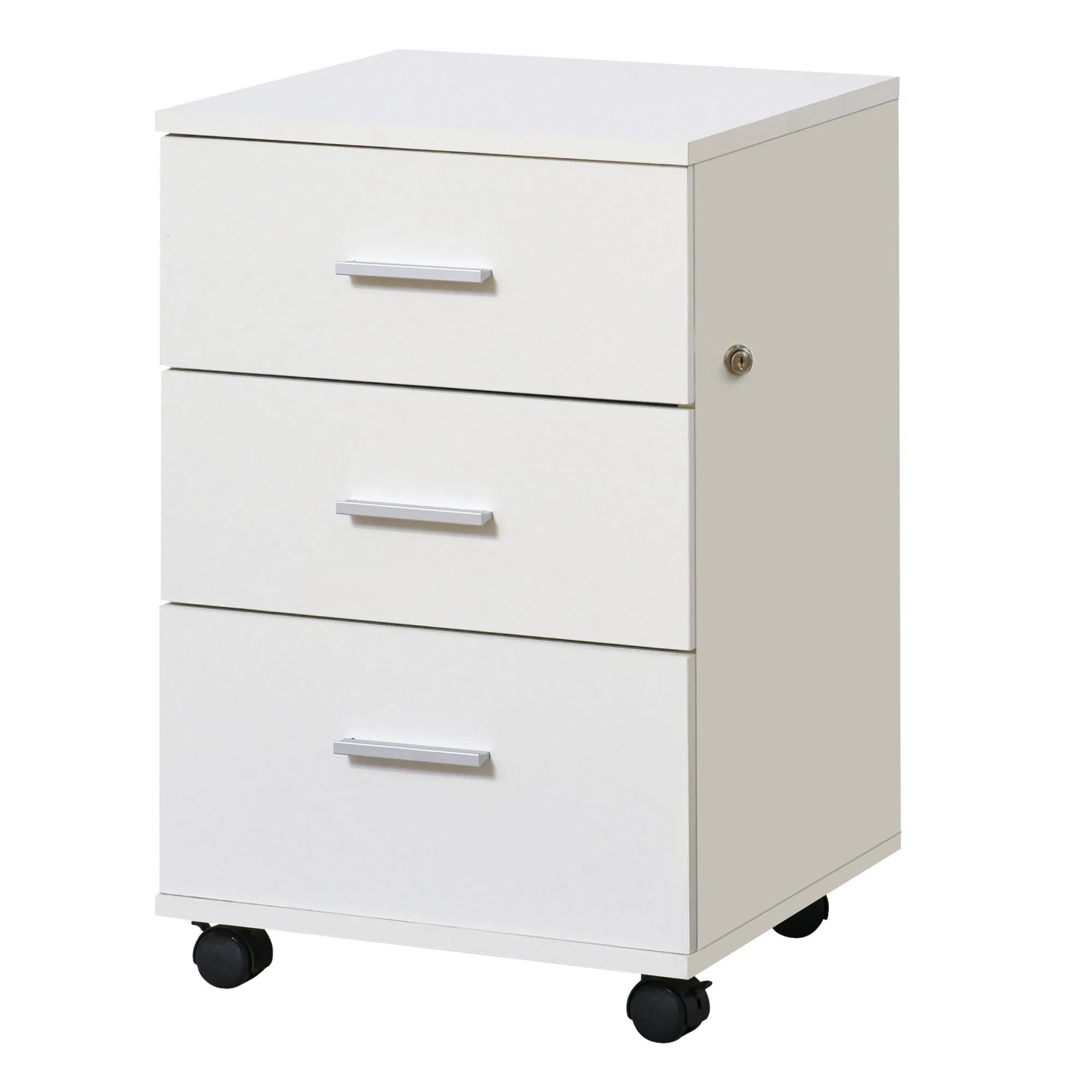 Mobile Filing Cabinet with Wheels, 3 Drawer File Cabinet with Lock and Keys for Home Office, White photo 1