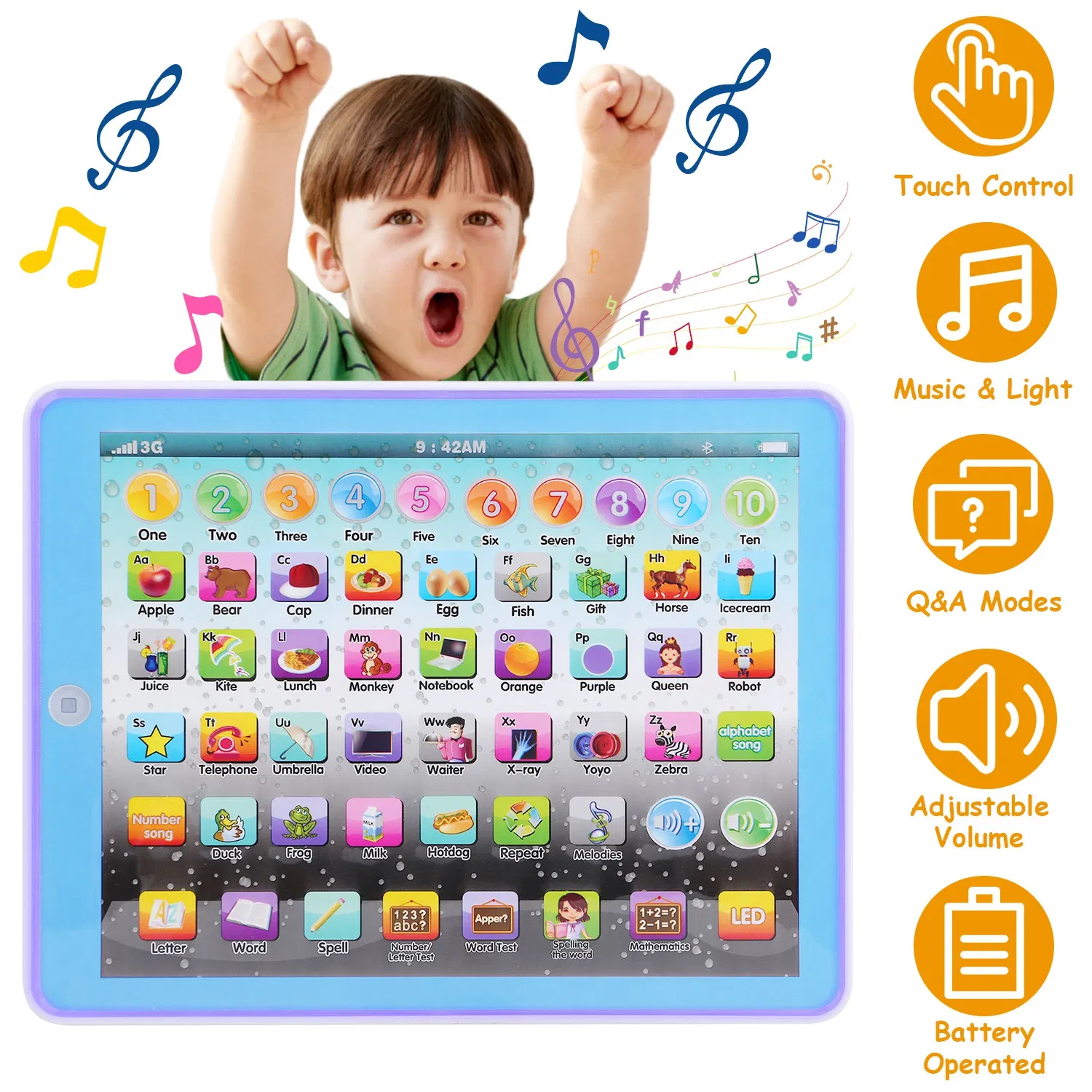 Kid Baby Toddler Tablet Toy Educational Learning Study Tablet Pad Gift for Aged 2 3 4 5 6 7 Girls Boys photo 1