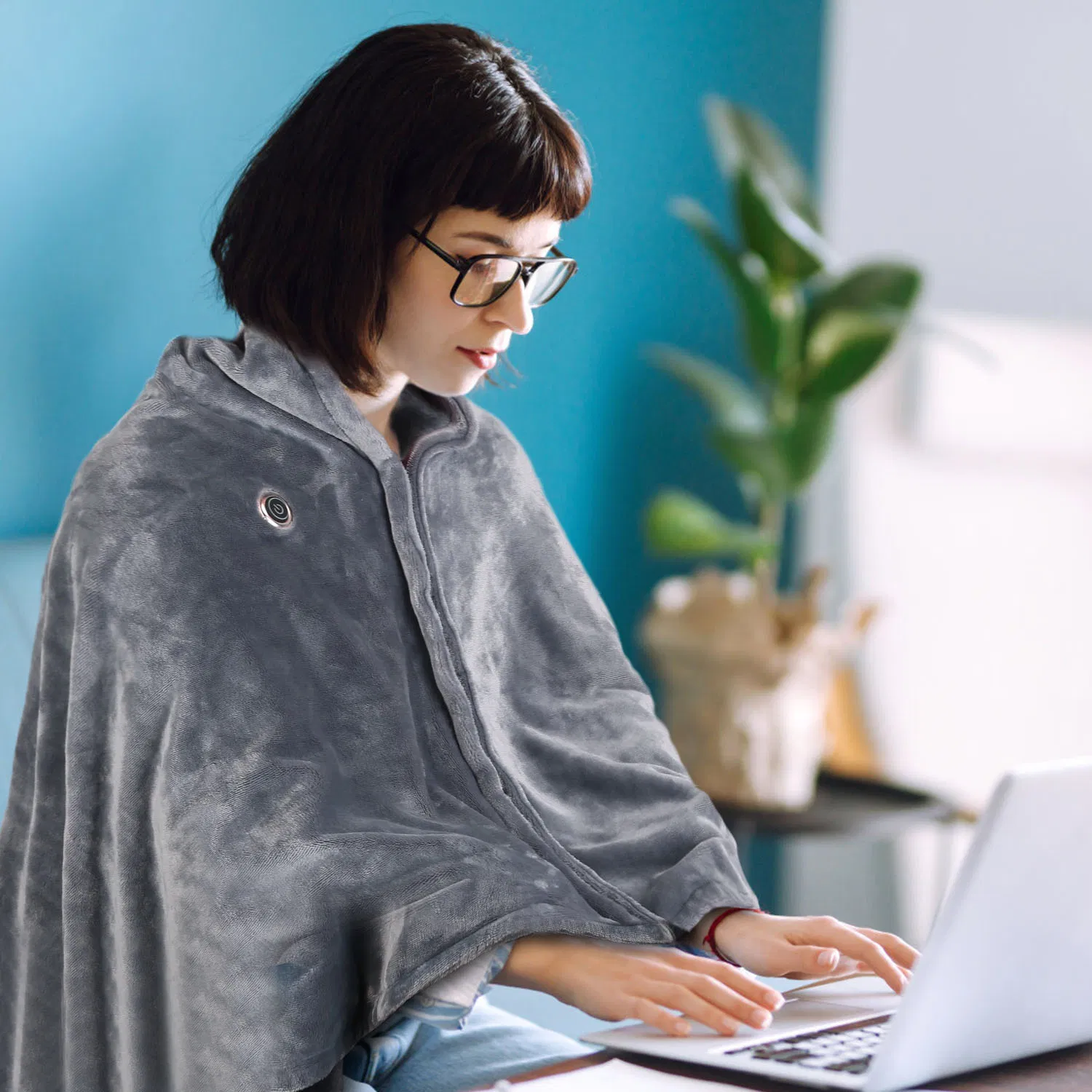USB Heated Blanket Electric Heated Blanket Heated Poncho Shawl Wrap Throw with Zipper Washable for Home Office 59*31in photo 7