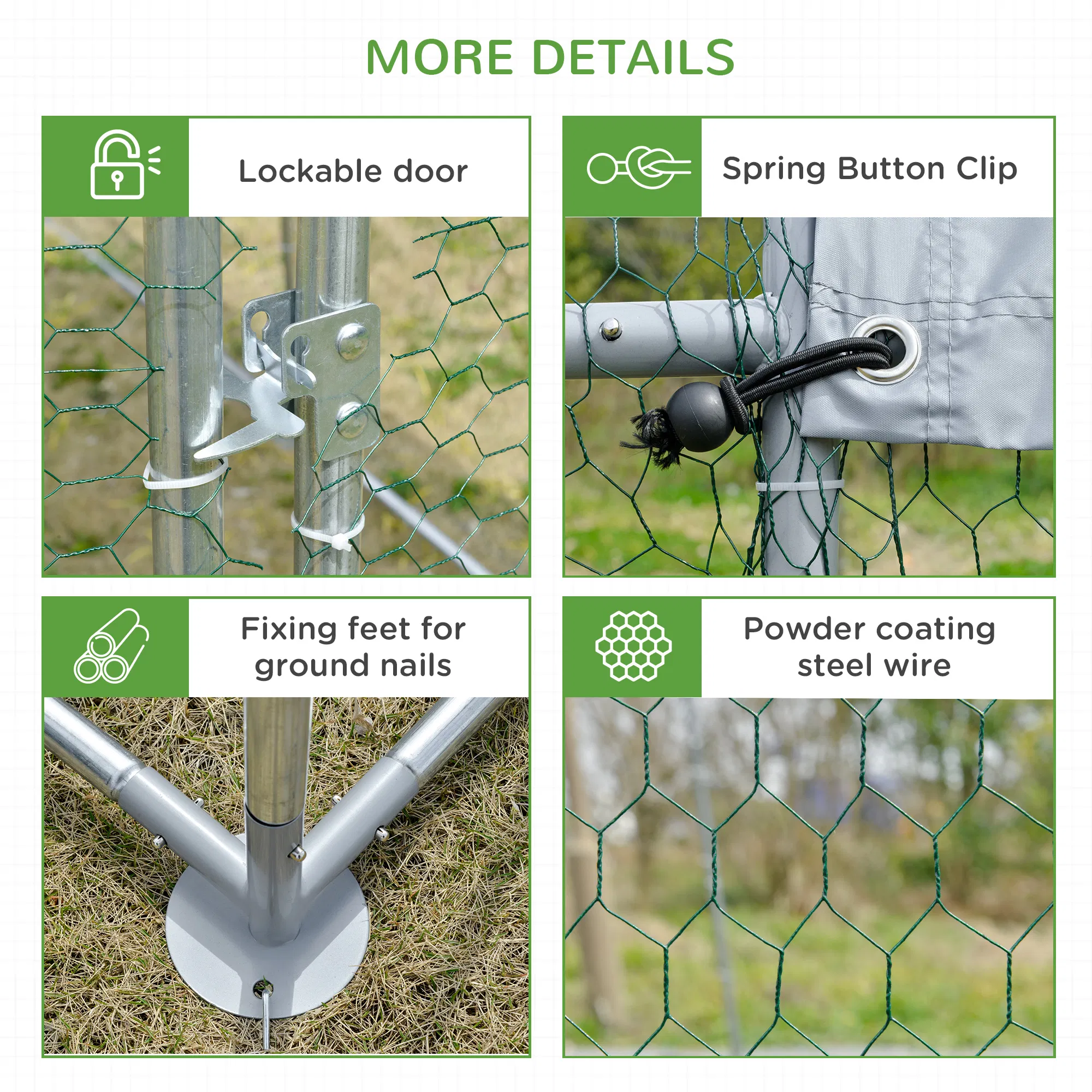 Galvanized Large Metal Chicken Coop Cage Walk-in Enclosure Poultry Hen Run House Playpen Rabbit Hutch with Cover for Outdoor Backyard 9.2' x 12.5' x 6.5' Silver photo 5