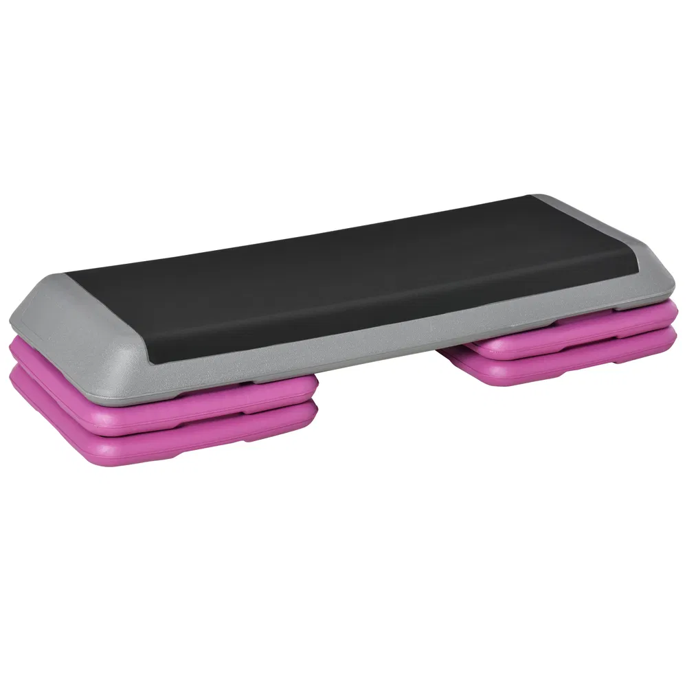 43" Adjustable Aerobic Platform Stepper 3 Level with Risers 4' 6' 8' Cardio Fitness Trainer Workout Step Home Gym Exercise, Black Purple photo 7