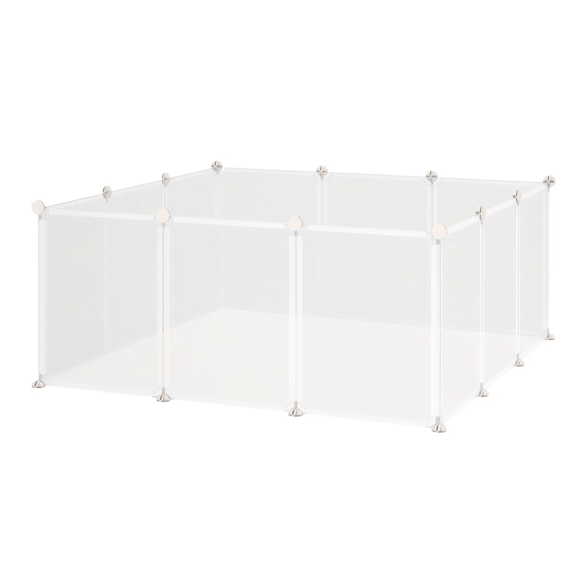Small Animal Cage Plastic Chinchilla Cage 12 Panels for Bunny Chinchilla Guinea Pig, 18" x 14", White photo 1