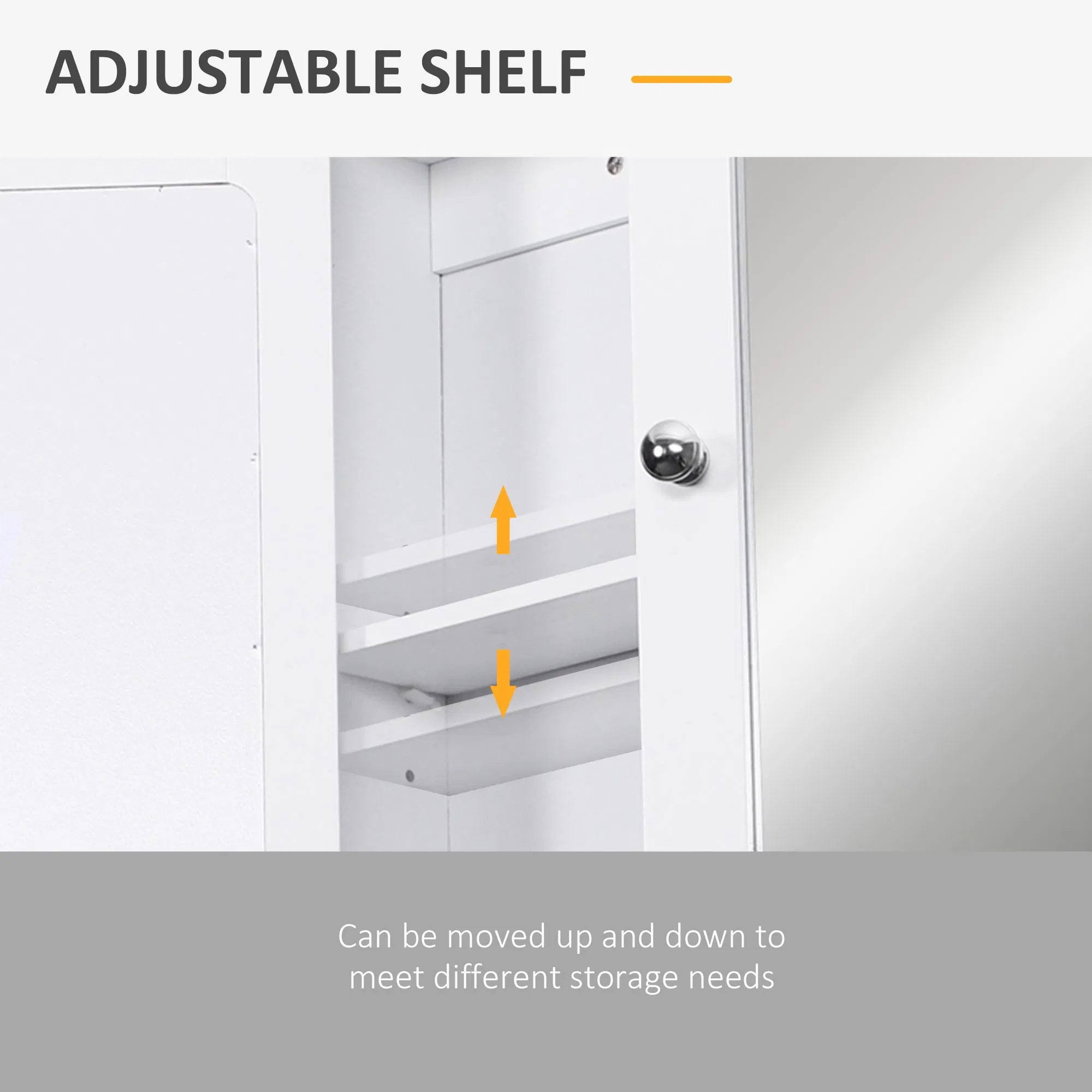 Medicine Cabinet, Wall-Mounted Bathroom Mirror Cabinet with Double Doors, Open Shelf, and Adjustable Shelf, Modern Bathroom Wall Cabinet, White photo 2