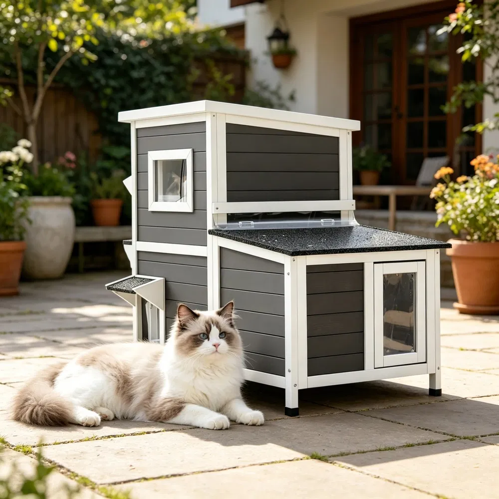 Minimalist Design Cat House with Easy to Clean and Removable Floor for Outdoor photo 2