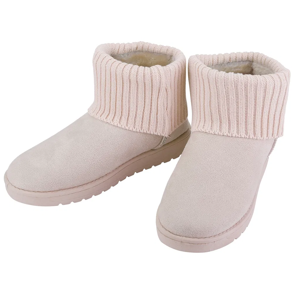 Women Lady Snow Boots Suede Mid-Calf Boot Shoe Short Plush Warm Lining Shoes w/ Anti-slip Rubber Base Knitting Design photo 5