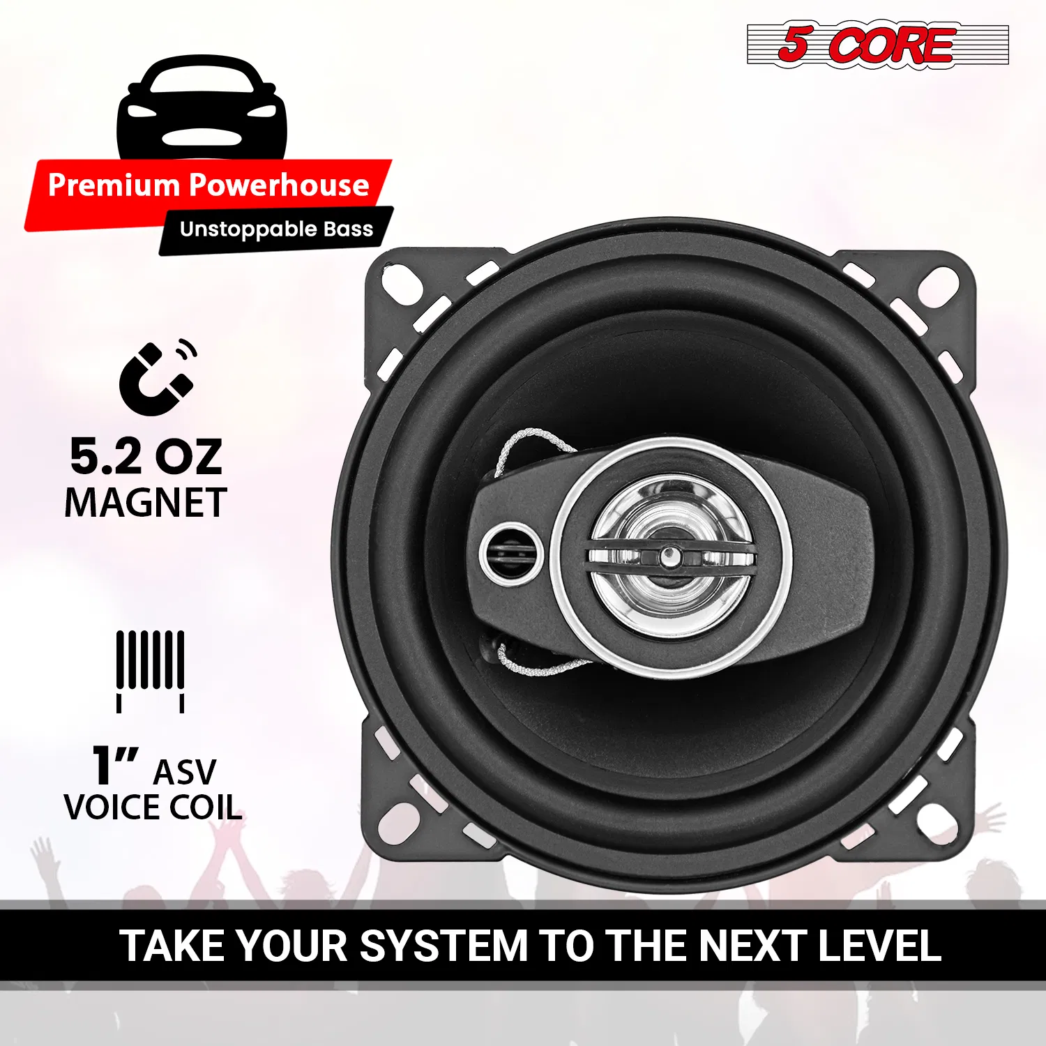 5Core Coaxial Car Door Speakers 4' Pair 250W 4Ohm 2 Way Woofer Audio w Tweeter photo 5