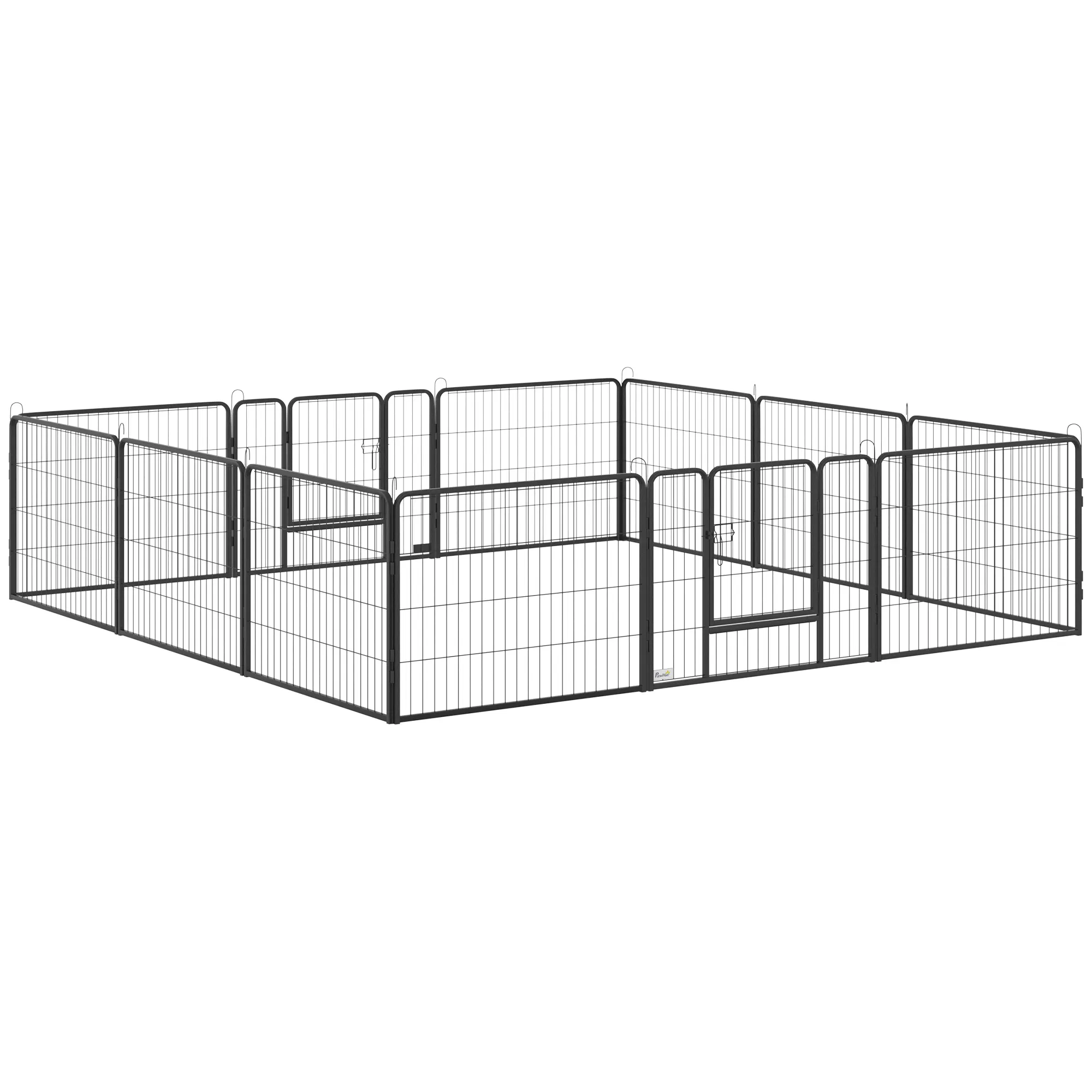Dog Playpen, 31.5"W Heavy-Duty Metal Puppy Play Pen, Pet Exercise Fences for Outside and Indoor, DIY Design with Door for Small Dogs, 12 Panels, 23.5"H photo 1