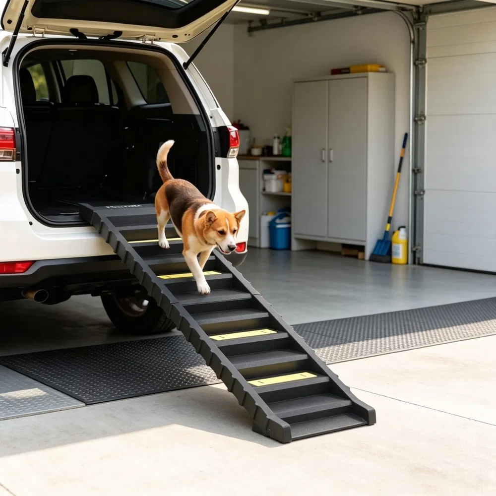 Black Folding Pet Car Ramp Foldable Dog Ramp for Large Medium Small Dogs photo 2