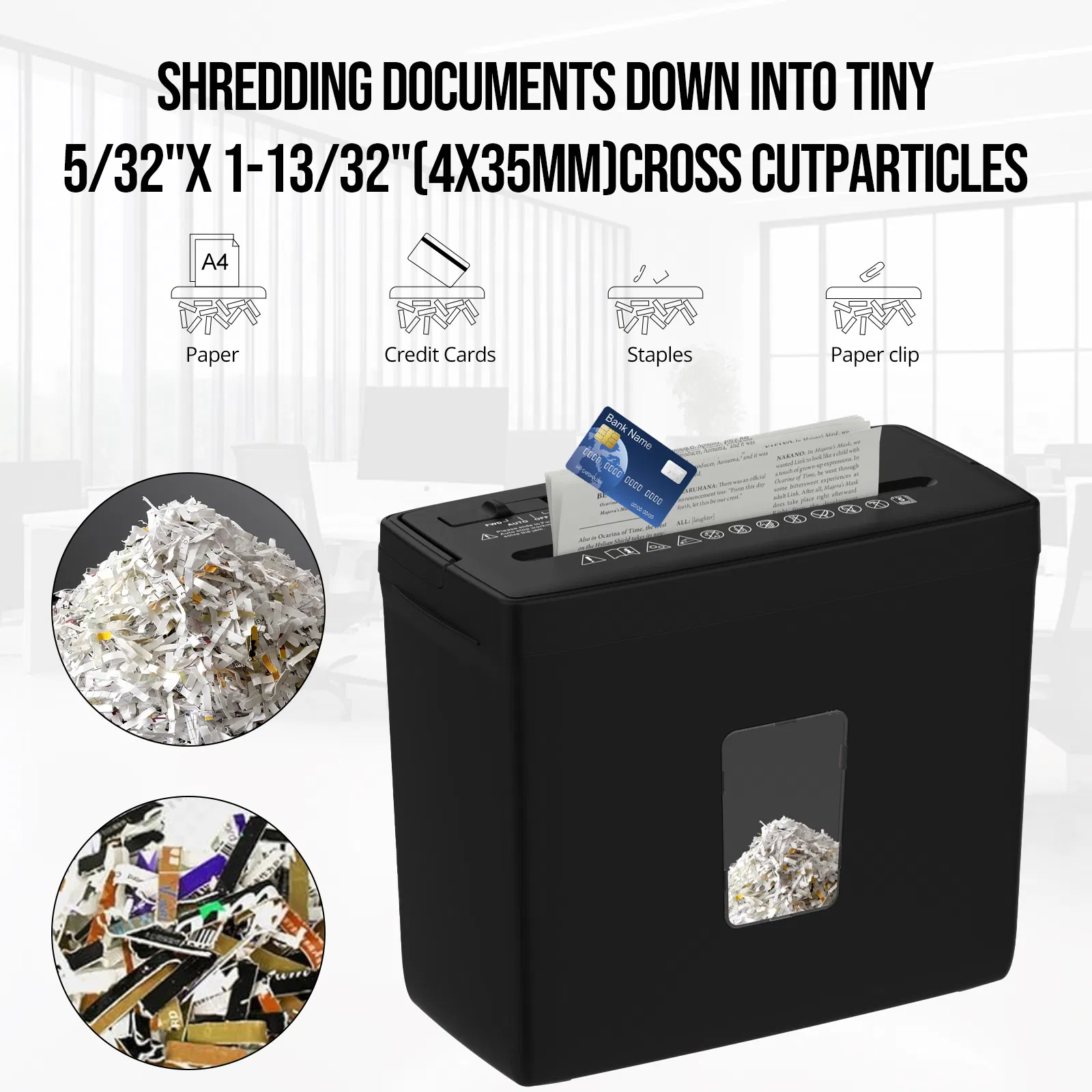 Paper Shredder for Home Use,5 Sheets Small Crosscut Paper Shredder,P-4 Security Level with 2.38-Gallon Basket, 4-Mode Design-Durable & Fast and Jam Proof for Home Office Utilization photo 4