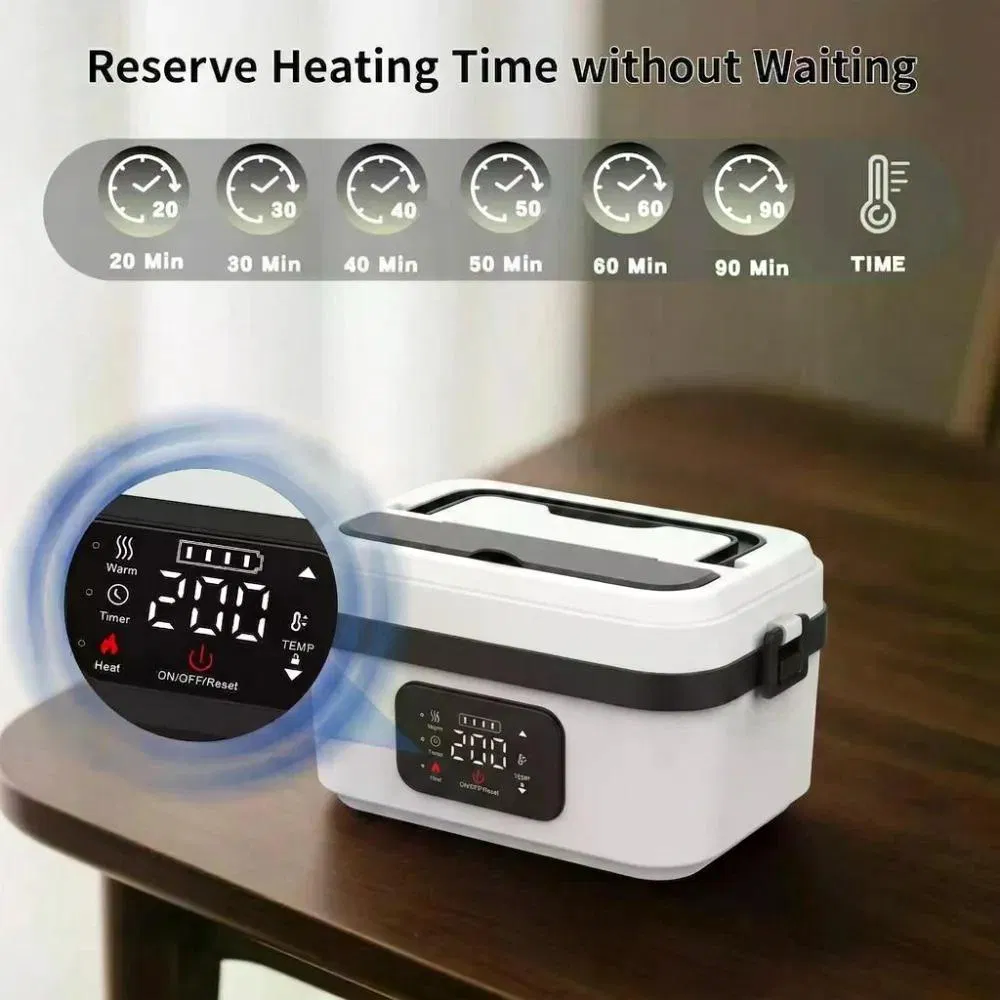 Cordless Portable Electric Heating Lunch Box Rechargeable Self-Heating 4x4000mAh Wireless Food Heater for Work Travel Car Office photo 4
