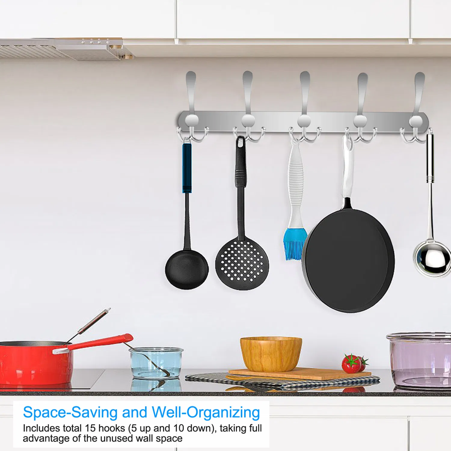 Wall Mount Coat Hook 15 Hooks Stainless Steel Clothes Hangers Rack Robe Hat Towels Hook Coat Rack Hook photo 1