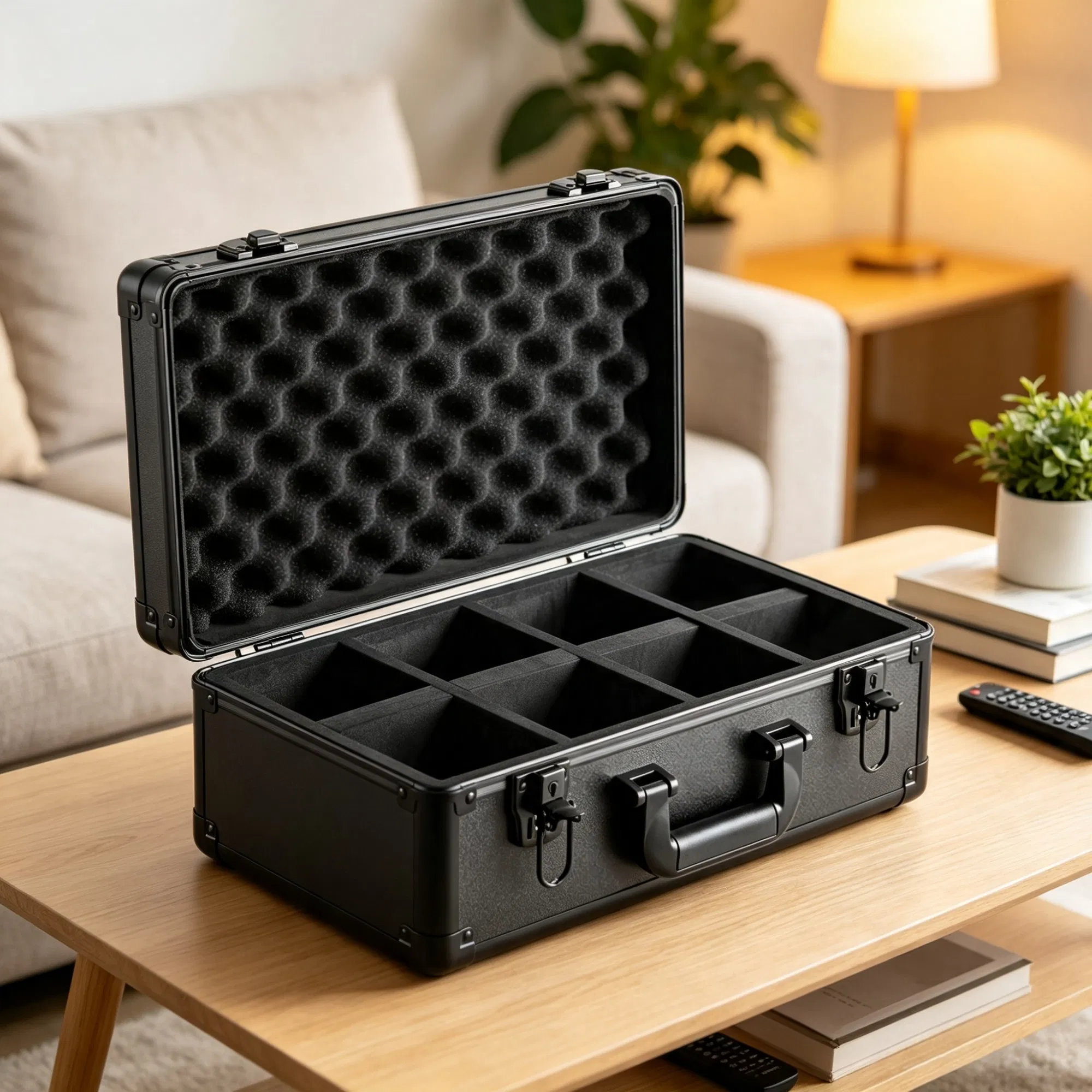 Graded Card Storage Box (4 Slots), Graded Sports Cards Holder Carrying Case with Key Lock Foam Dividers photo 4