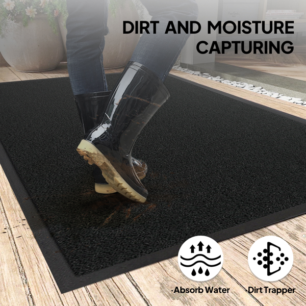 1PC Black PVC Composite Commercial Entrance Mat, 90x150x1.2cm, Extra-Long & Thick Heavy-Duty Floor Protection photo 3