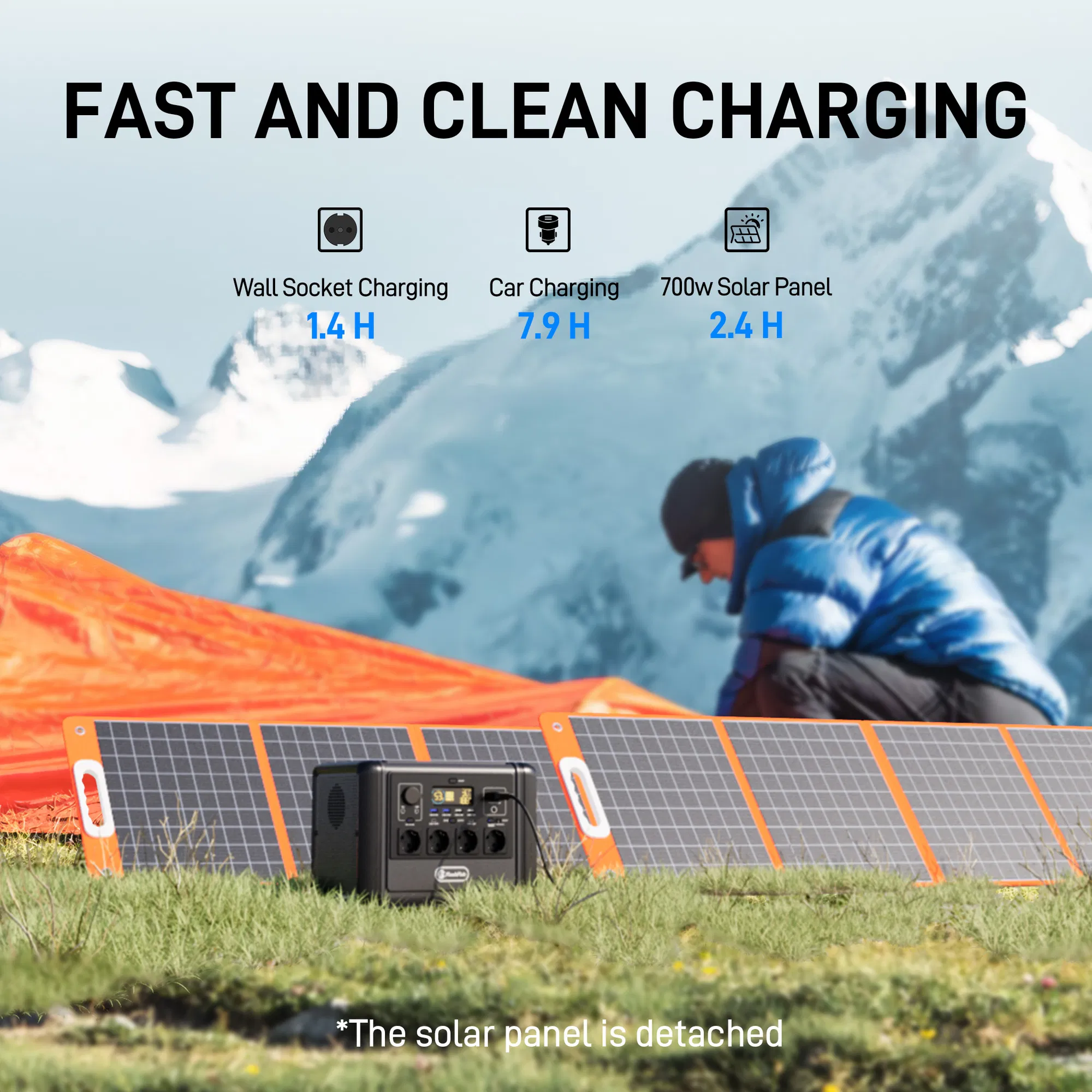 FF Flashfish 1200W Portable Power Station, 768Wh LiFePO4 High-capacity Solar Generator, Power Battery Backup With 4*AC Outputs And 6*USB Outputs, Suitable For RV Travel, Home Emergencies, Backyard photo 7