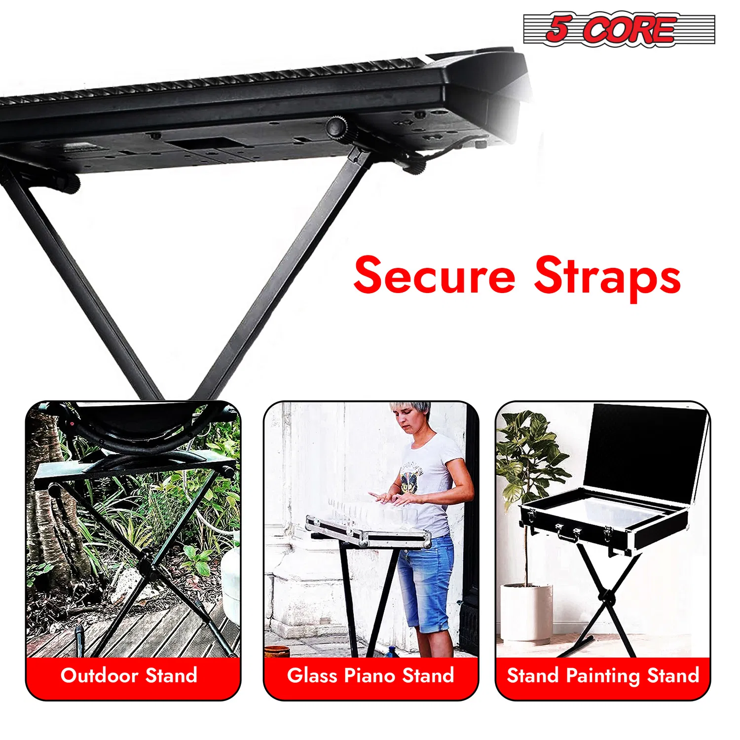 5 CORE Keyboard Stand Single X Style Adjustable Digital Electric Piano Riser Durable & Sturdy Music Synthesizer Holder Stands For 61 76 88 Keys photo 6