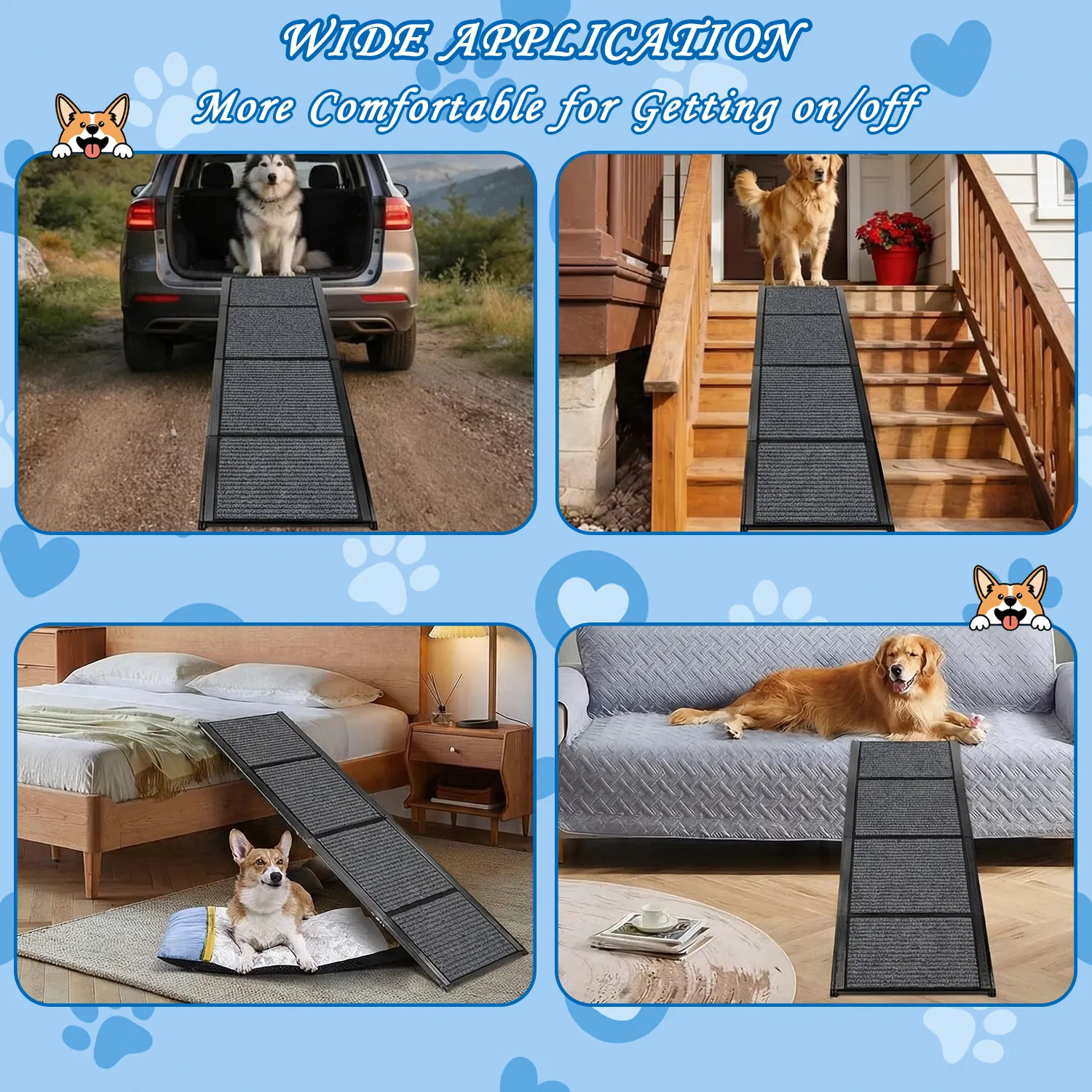 71" Long & 19" Wide Folding Dog Ramp for Car, SUV & Truck – Portable Pet Ramp with Non-Slip Surface, Extra Wide Steps photo 6