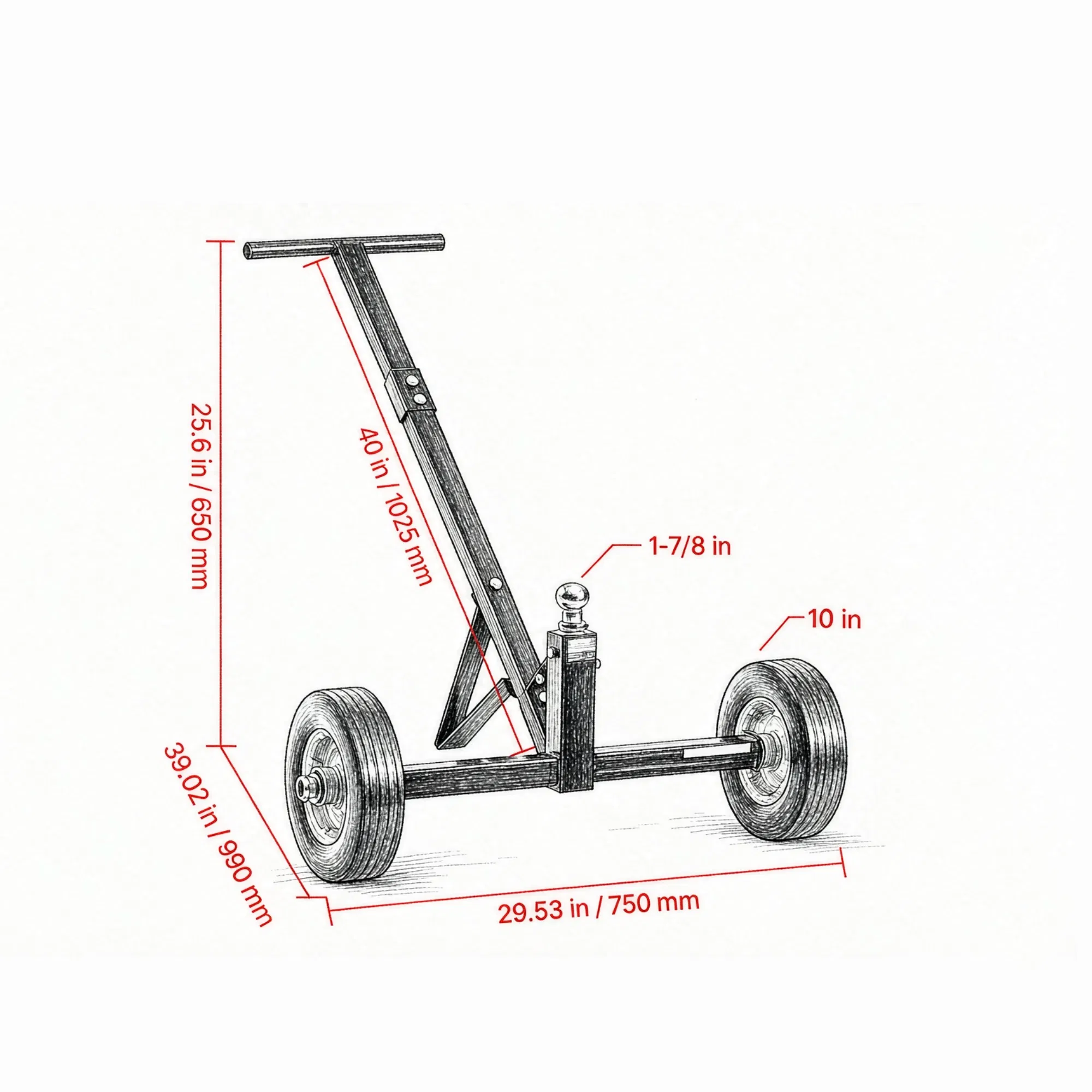 600 lbs Trailer Dolly, with 1-7/8 in Hitch Ball & 10 in Solid Tires for RV & Boat photo 4