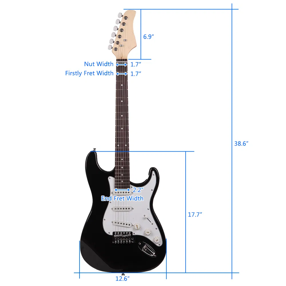 Rosewood Fingerboard Electric Guitar Black w/ White photo 5