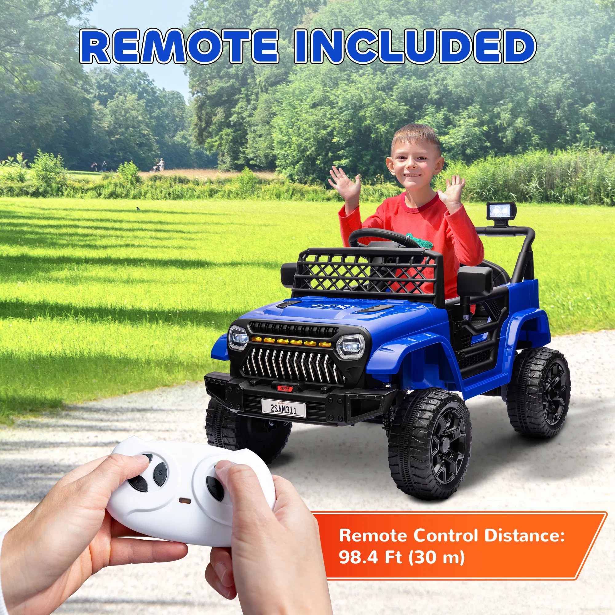 12V Ride on Truck, Electric Car for Kids with Remote Control, Suspension, 3 Speeds, USB Music Headlights, Dark Blue photo 4