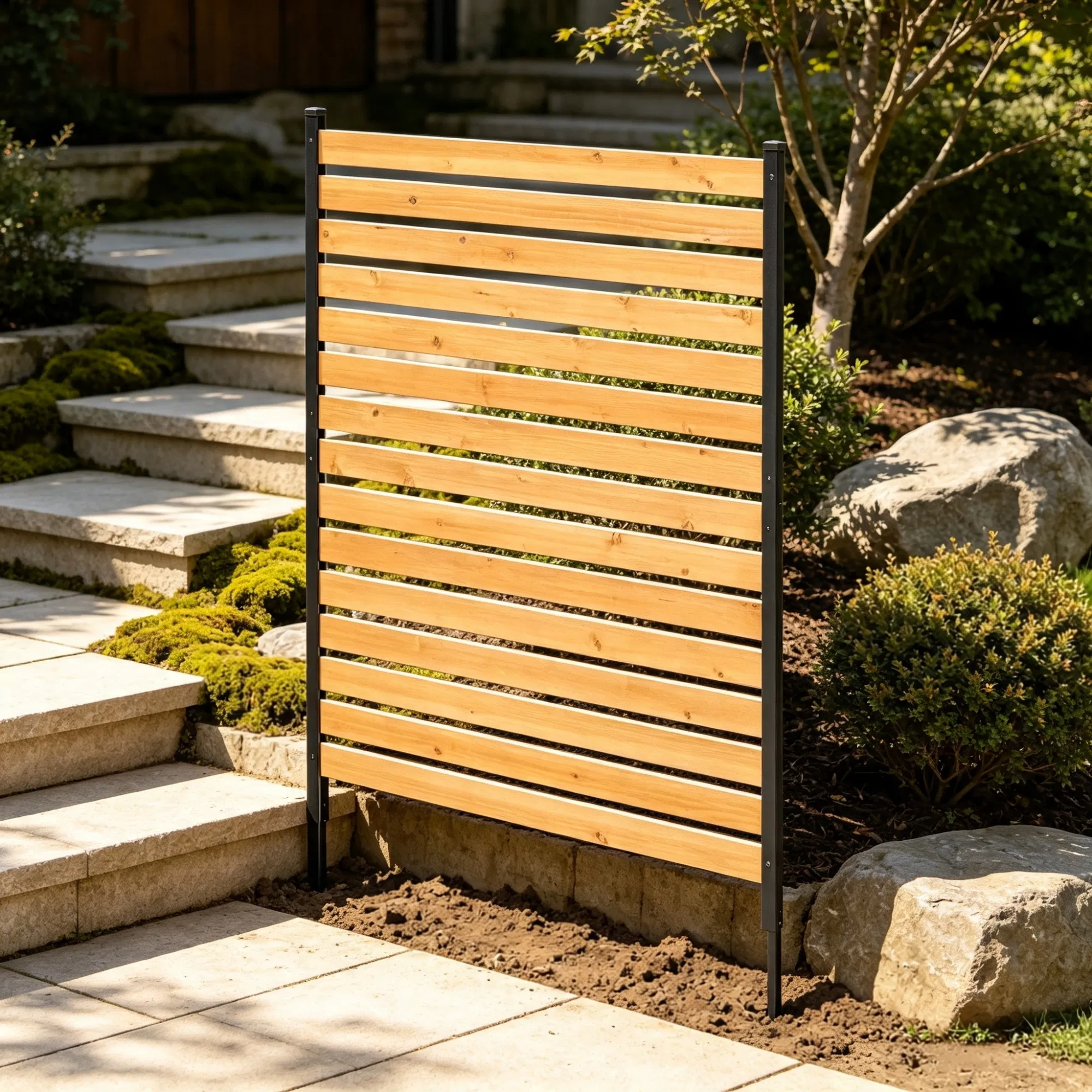 39" W x 61" L Wood Privacy Fence Panel, AC & Pool Equipment Screen with Metal Stakes, Easy DIY Installation, for Garden & Outdoor Use photo 2
