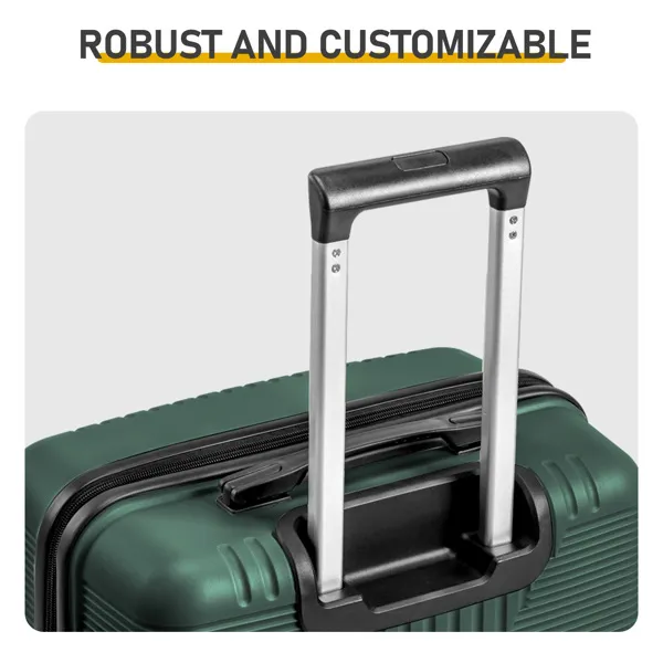 Non-TSA approved combination lock, three-in-one PP trolley suitcase, 20in, 24in, 28in, dark green photo 4
