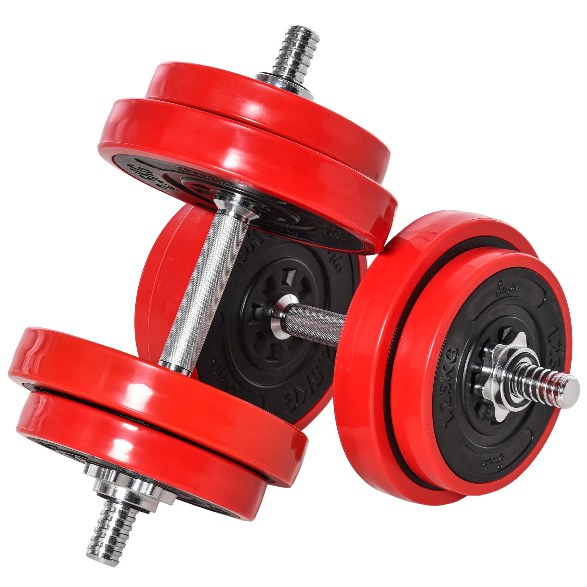 44lbs 2-In-1 Dumbbell & Barbell Adjustable Set Strength Muscle Exercise Fitness Plate Bar Clamp Rod Home Gym Sports Area photo 1