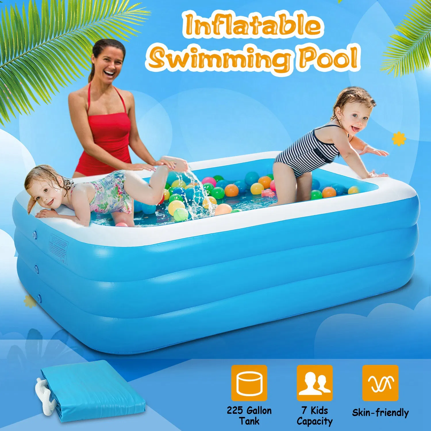Inflatable Pool for Adults 103*69*24inch Family Swim Play Center Pool Blow up Kiddie Pool for Family Inflatable Lounge Pool photo 5