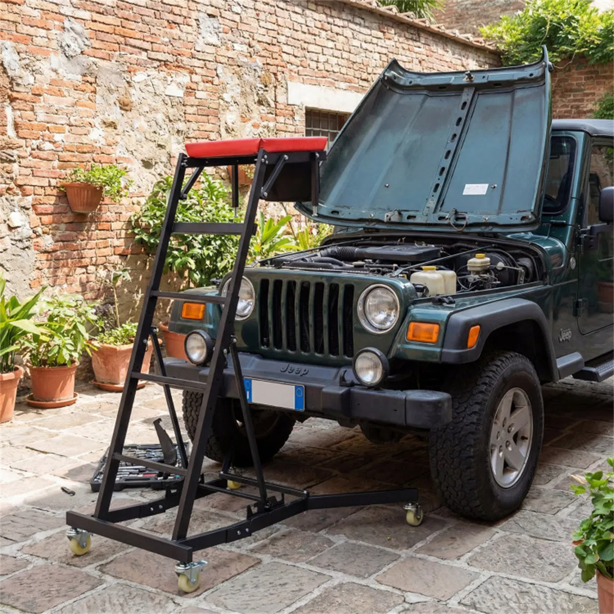 400 LBS Capacity Heavy Duty Topside Creeper with 4-Level Height Adjustable, Foldable Automotive Engine Creeper photo 5