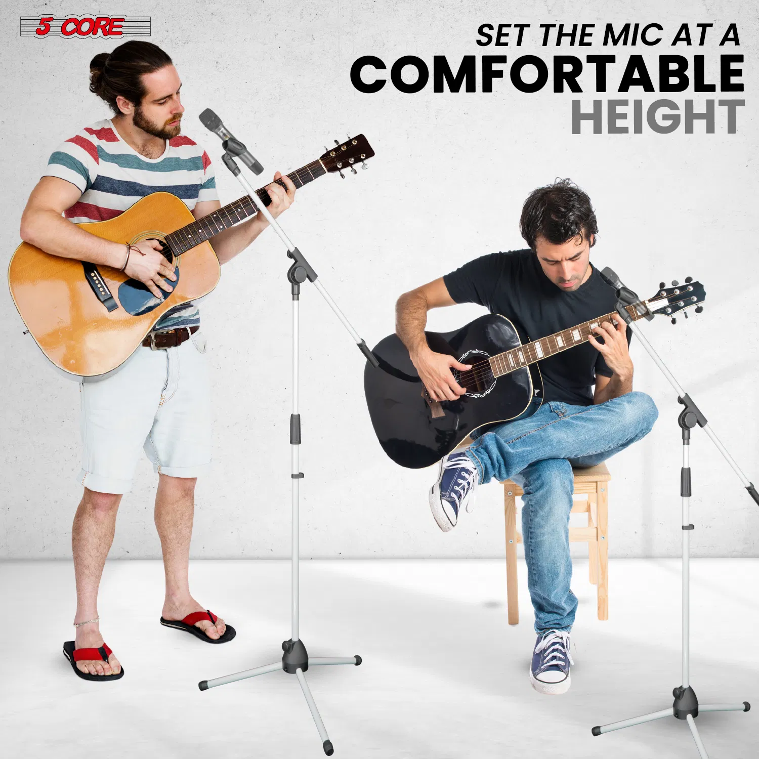 5 Core Tripod Mic Stand Floor Adjustable 18 to 72 Inches Sturdy Boom Arm Holder Microphone Stands Pedestal Para Microfono for Singing photo 7