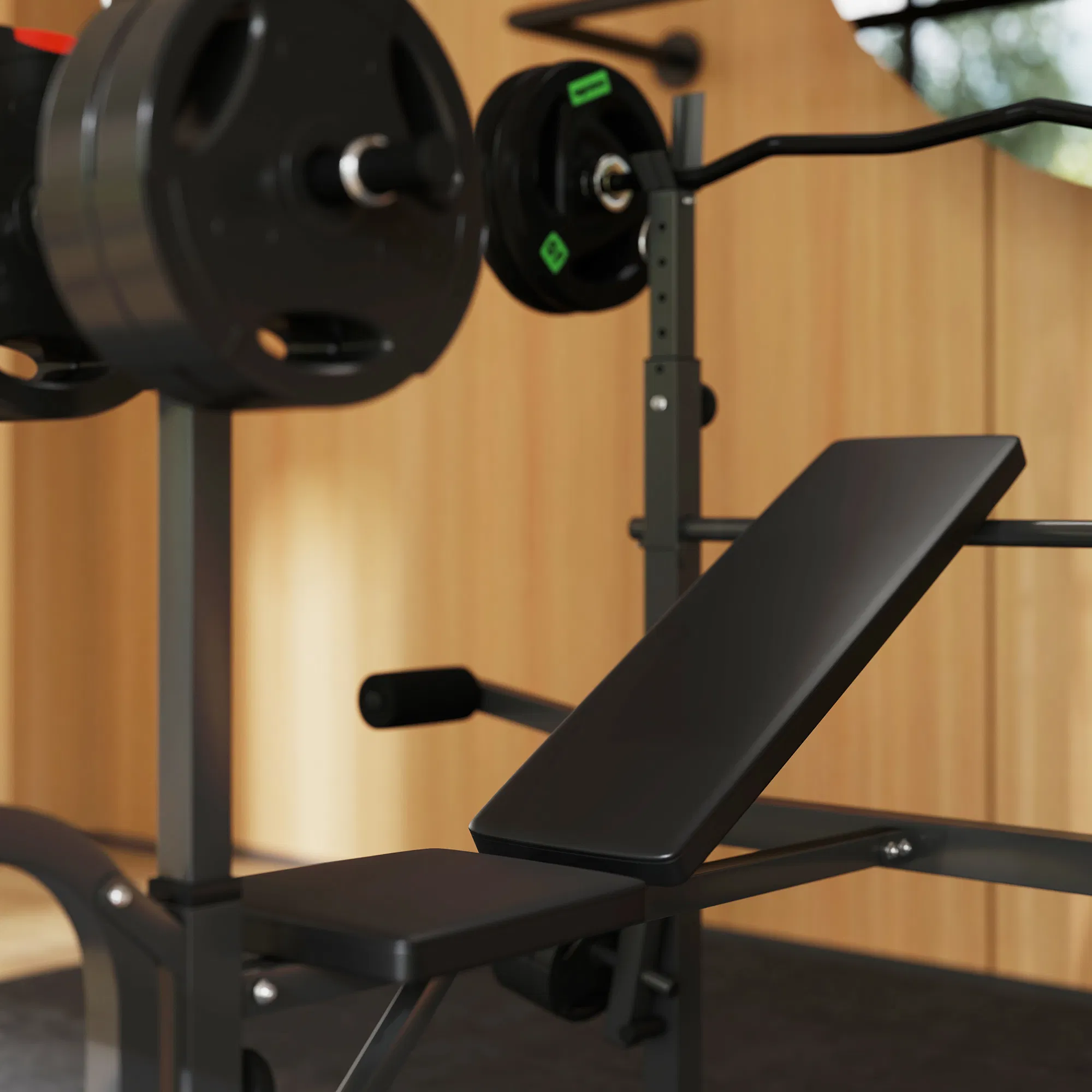 Adjustable Weight Bench with Press Rack, Preacher Curl & Lat Pull Down photo 5