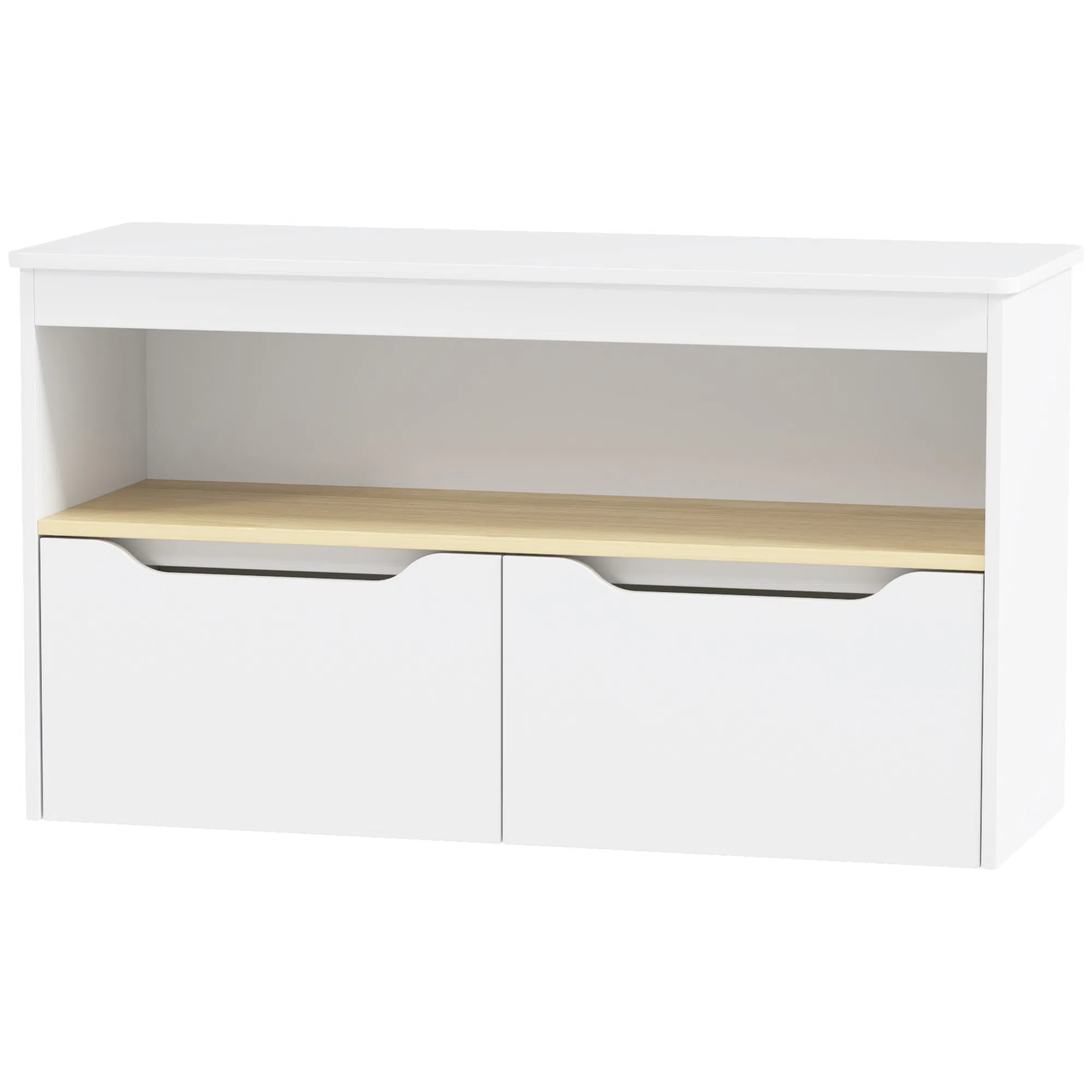 Kids Bookshelf with 2 Drawers, Large Tabletop, Shelf, for Nursery, Kids Room, Bedroom, Living Room, White photo 1