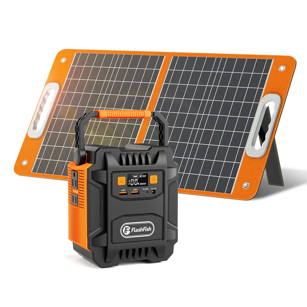 200W (Peak 400W) Portable Power Station with 60W Solar Panel,Power Backup Lithium Battery 172.8Wh Power Supply withAC Outlet DC Port USB QC3.0 Solar Portable Generator for Gift Home Outdoor Camping photo 1
