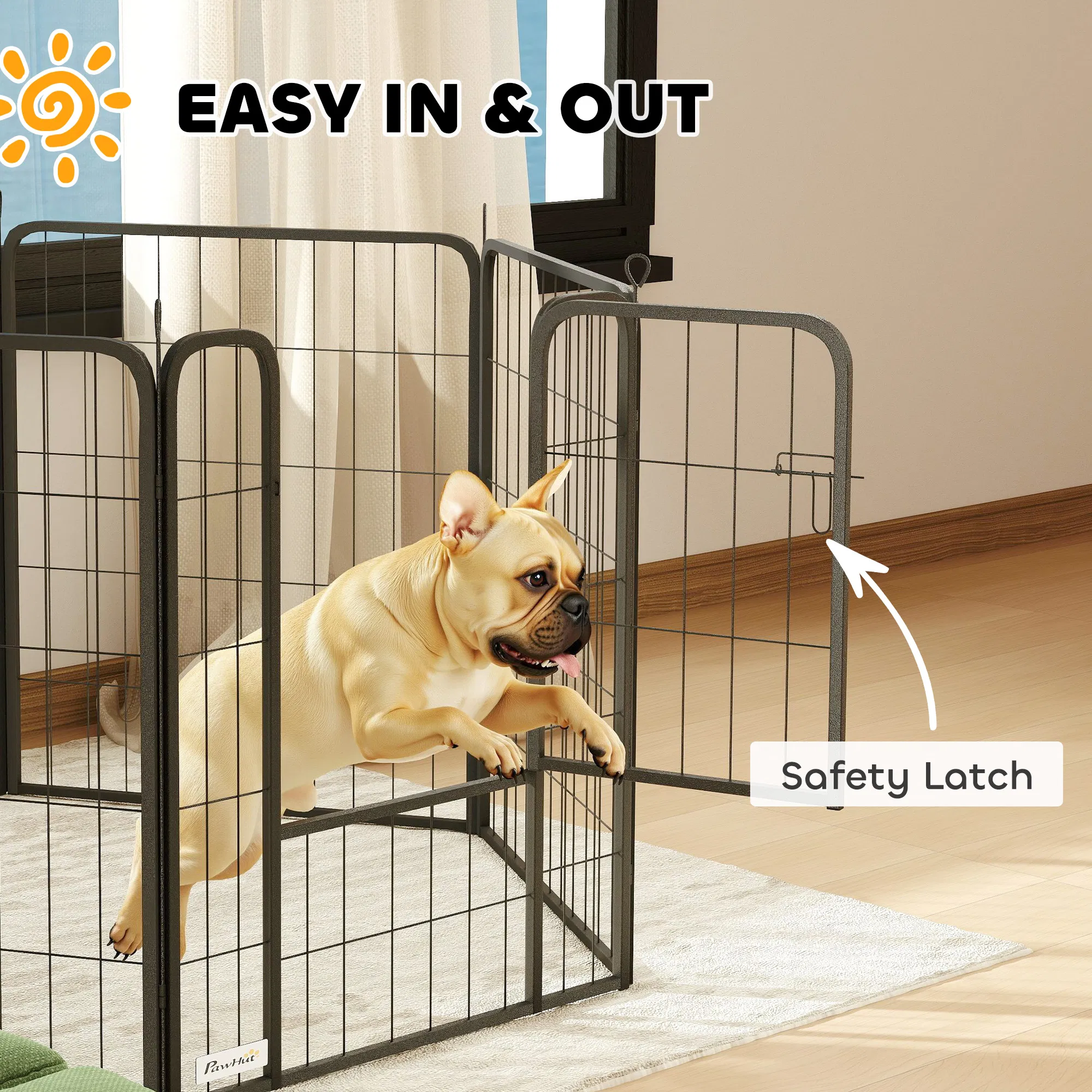 31.5" Dog Playpen Indoor Outdoor, Portable Foldable 8 Panels Pet Playpen with Door & Strap for Medium Dogs photo 5