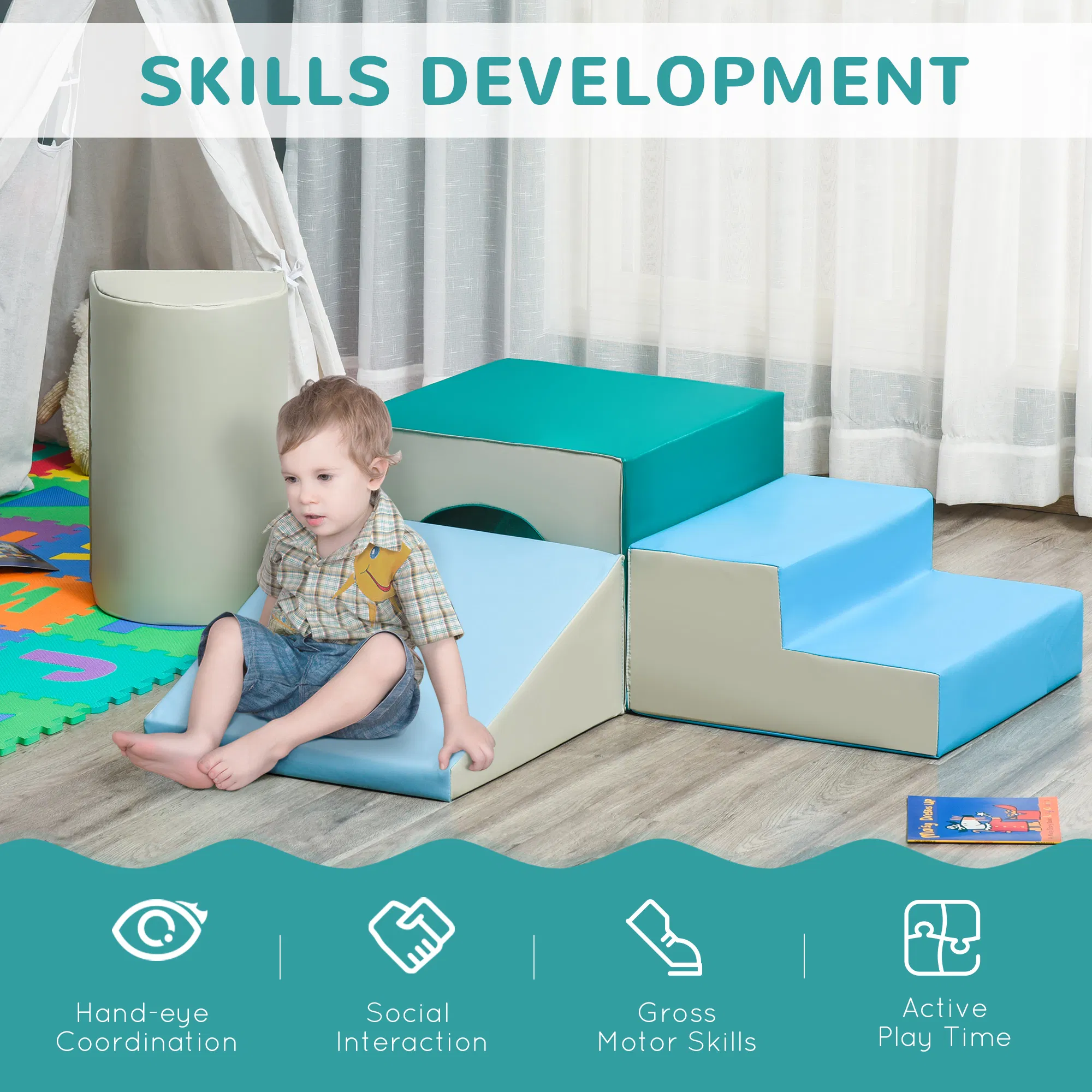Foam Climbing Blocks for Toddlers, Kids Modular Play Set for Baby Children, Soft Play Equipment for Crawling Sliding, Easy-to-clean Safe DIY Creative, Multicolor photo 3