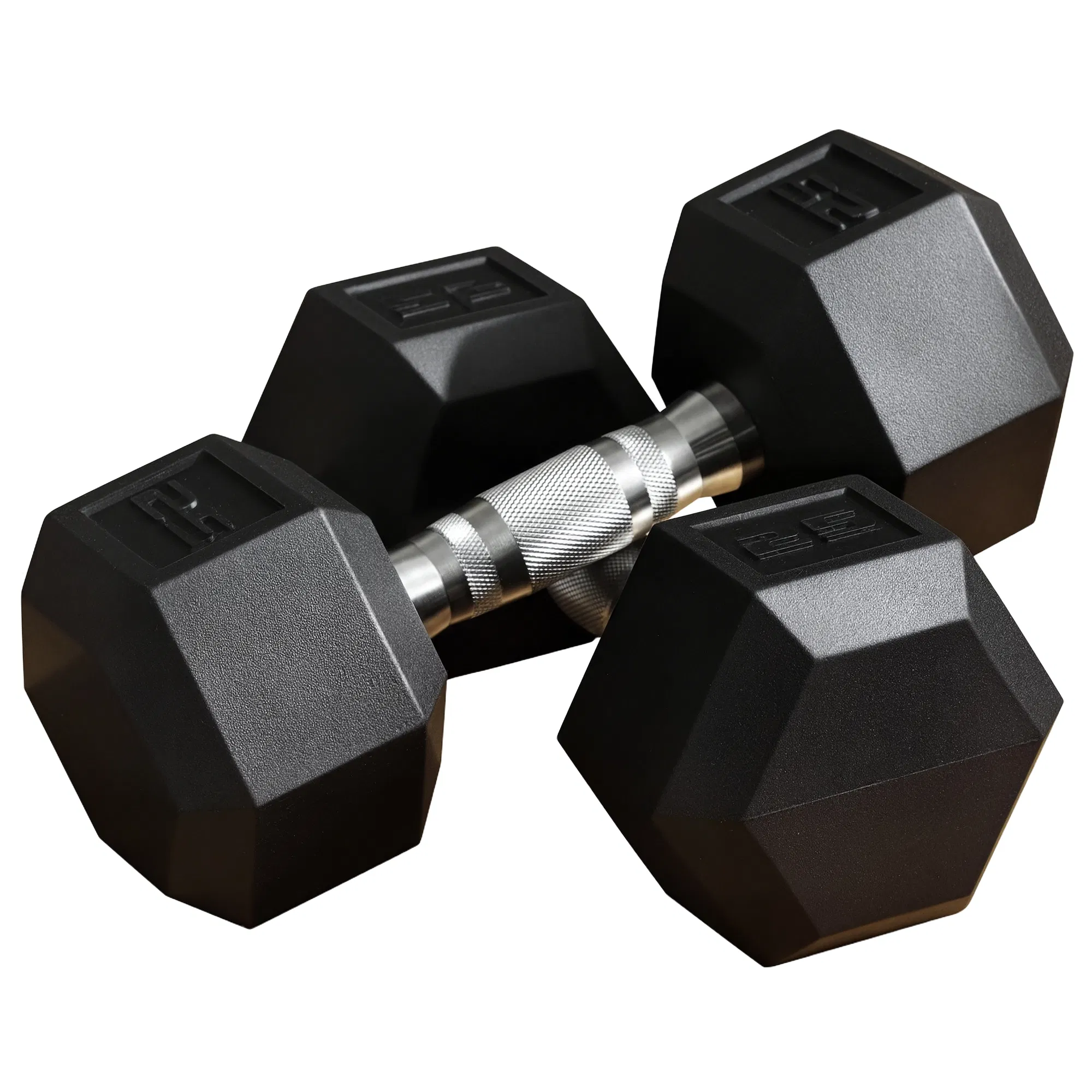 Rubber Dumbbells Weight Set, Total 50lbs(25lbs Each) Dumbbell Hand Weight for Body Fitness Training for Home Office Gym, Black photo 1