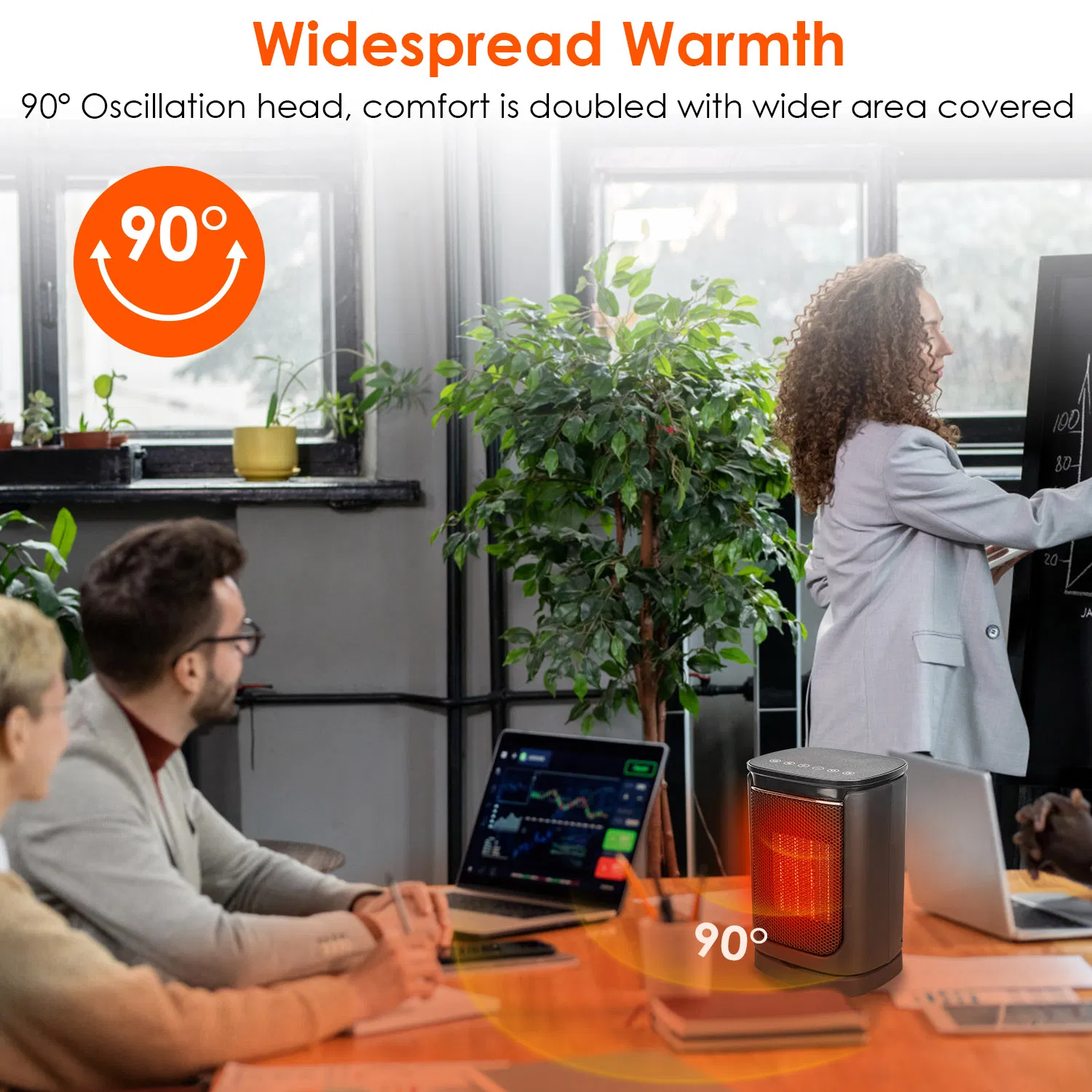 1500W Oscillating Ceramic Space Heater, Portable Electric Heater with Digital Display,Remote Control,3 Heat Modes,Safety Shut-Off for Indoor Use photo 5