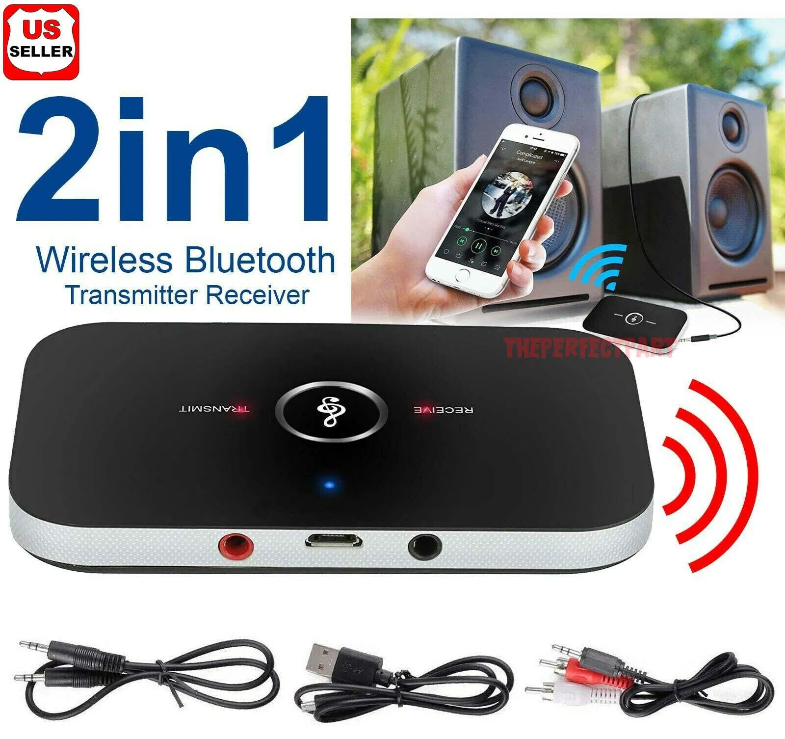Bluetooth 5.0 Transmitter Receiver 2 IN 1 Wireless Audio 3.5mm Jack Aux Adapter photo 1