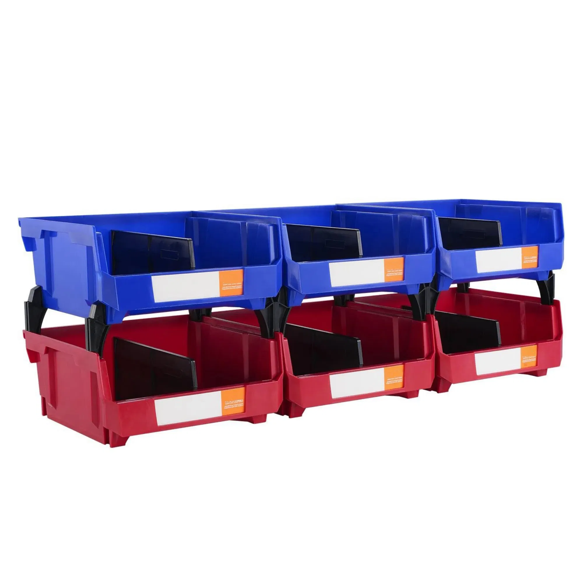 6-Pack Plastic Storage Bin 11" x 11" x 5", Hanging Stackable Organizer Bin, Heavy Duty Stacking Containers for Closet Kitchen Office & Pantry, Blue/Red photo 6