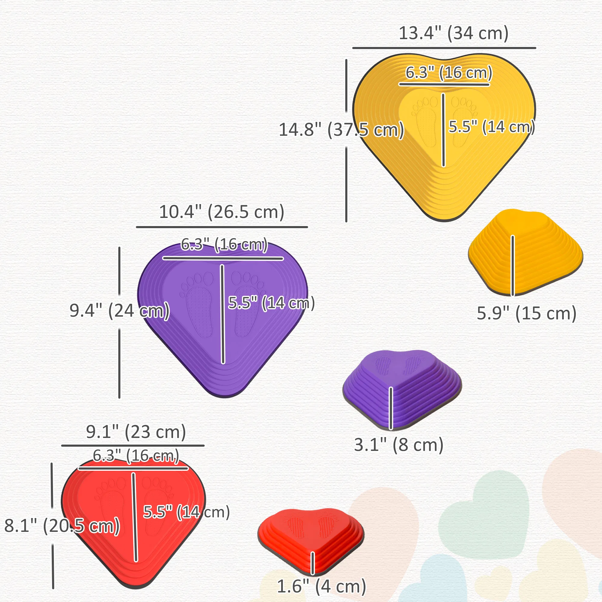 6PCs Non-Slip Stackable Kids Stepping Stones, Heart-Shaped photo 6