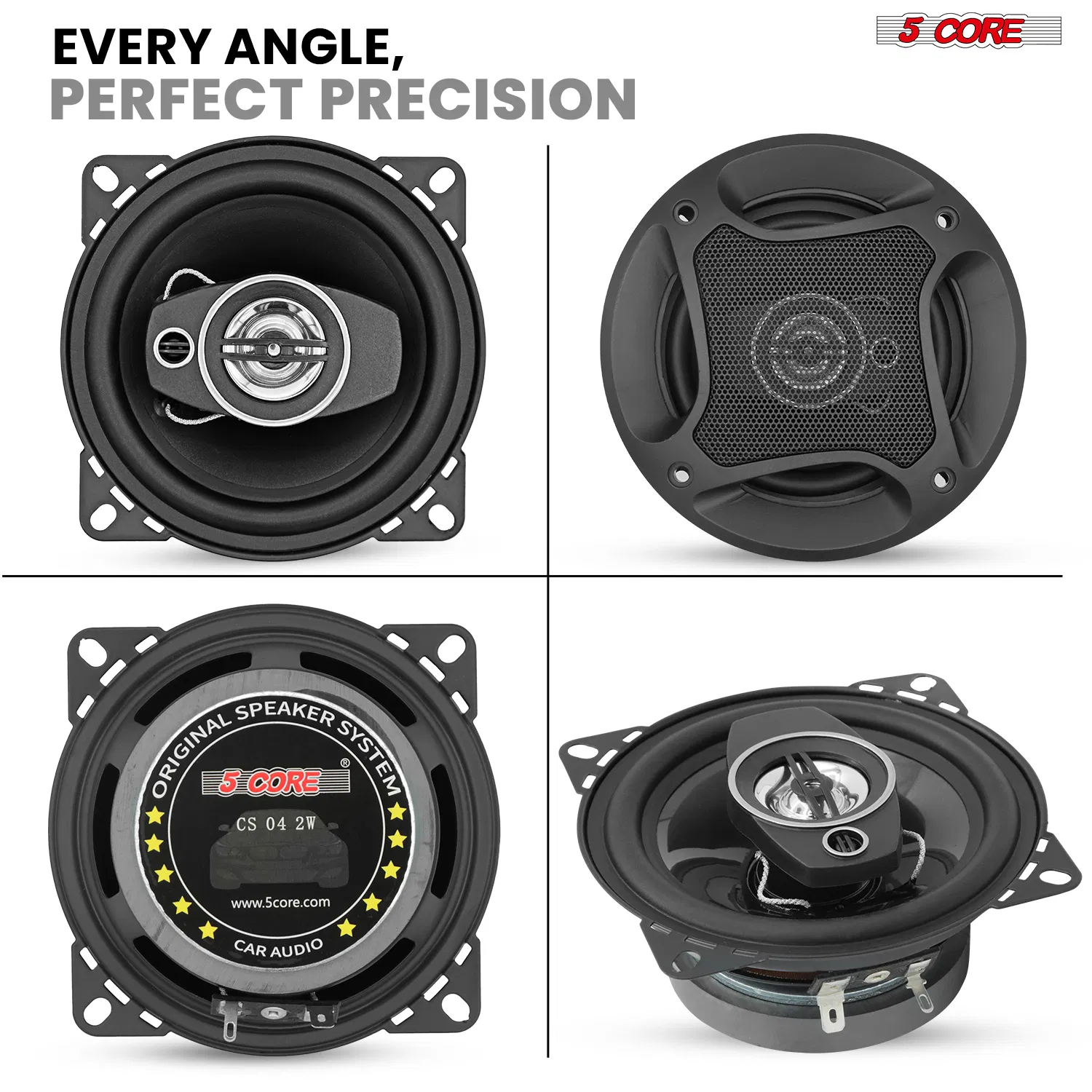 5Core Coaxial Car Door Speakers 4' Pair 250W 4Ohm 2 Way Woofer Audio w Tweeter photo 3